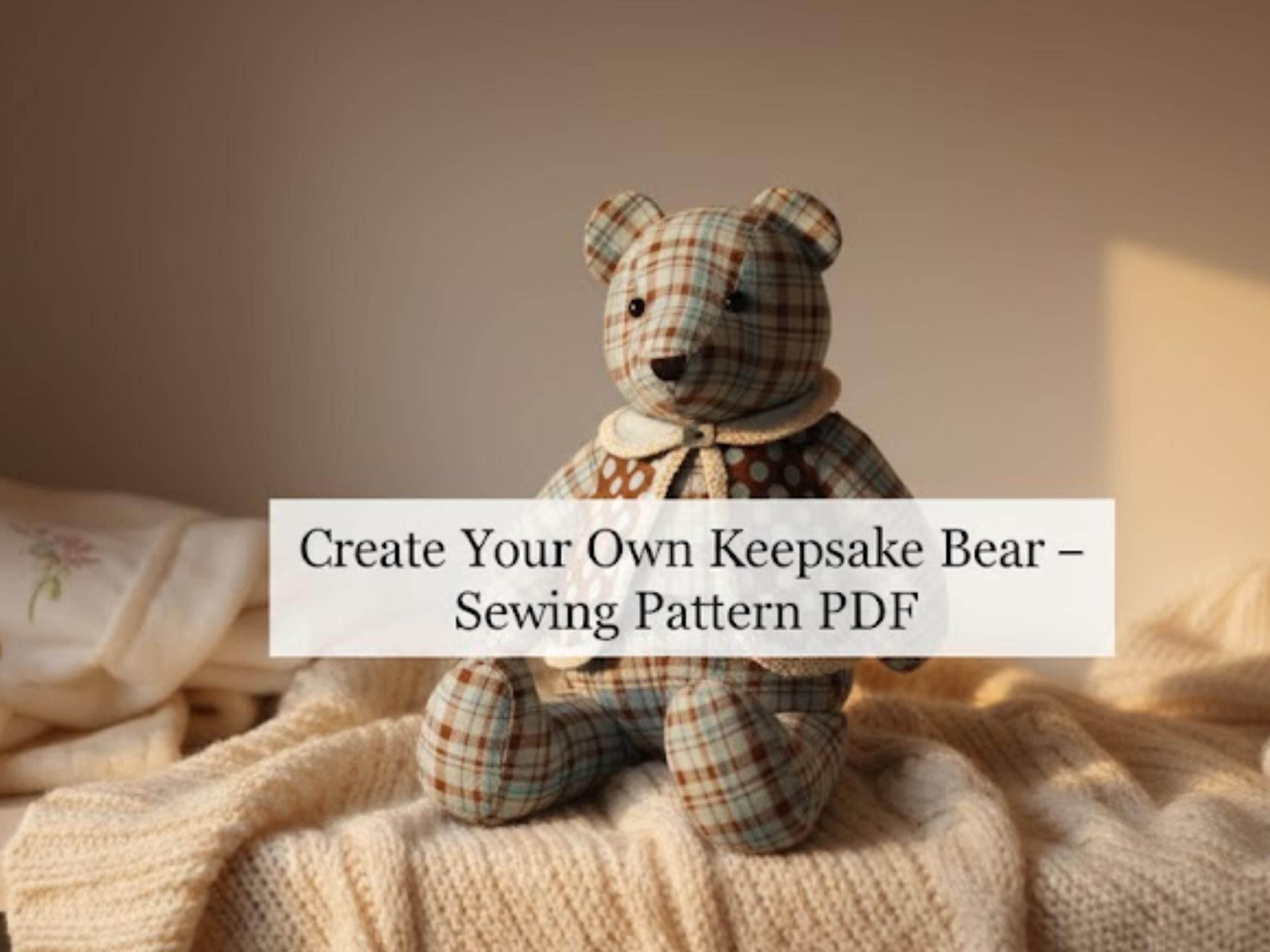 Memory Bear, Sewing Pattern, 18 Inches Tall, A2115, Memorial Bear, Keepsake Bear, Teddy Bear, Plushie, PDF Instant Download