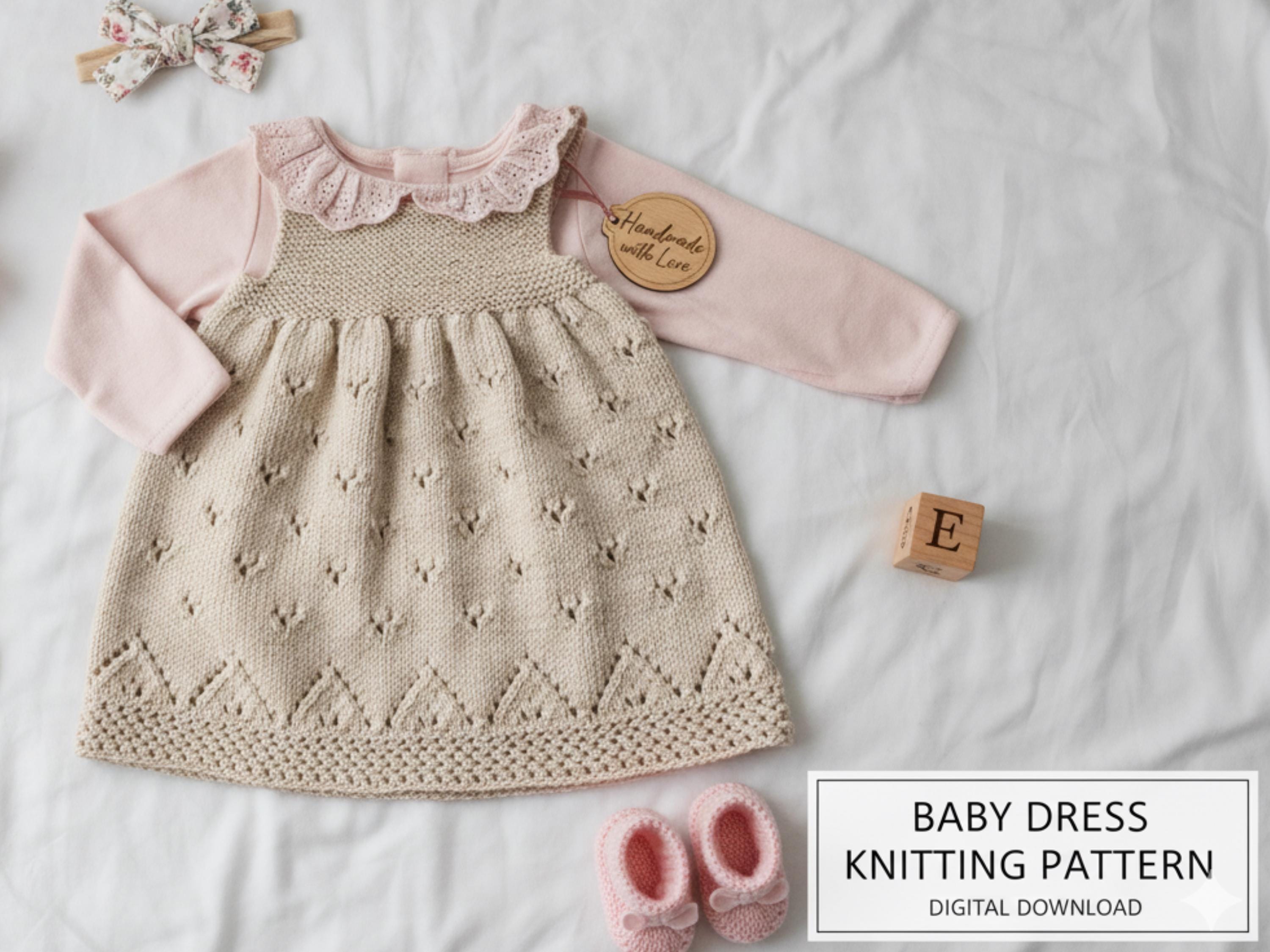 Baby Eyelet Pinafore Dress Knitting Pattern | Vintage Style (PDF Instant Download)