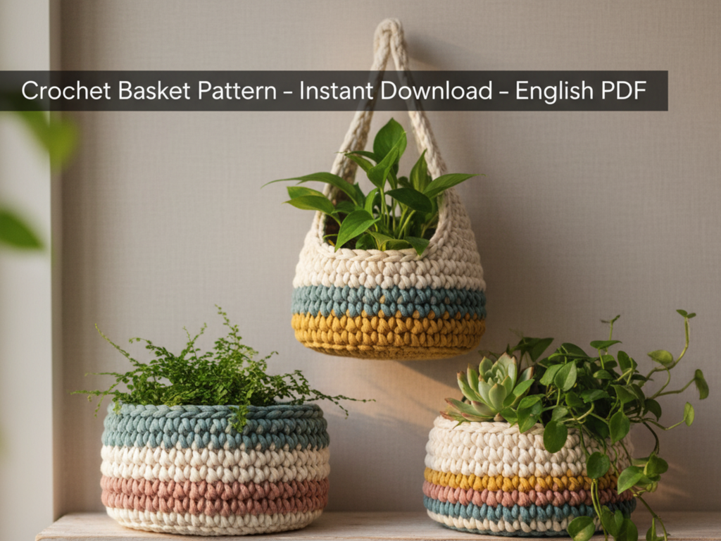 Teardrop Crochet Basket Pattern PDF | DIY Hanging Basket, Small, Medium & Large Crochet Baskets, Crochet Home Decor Pattern|Gift for hostess