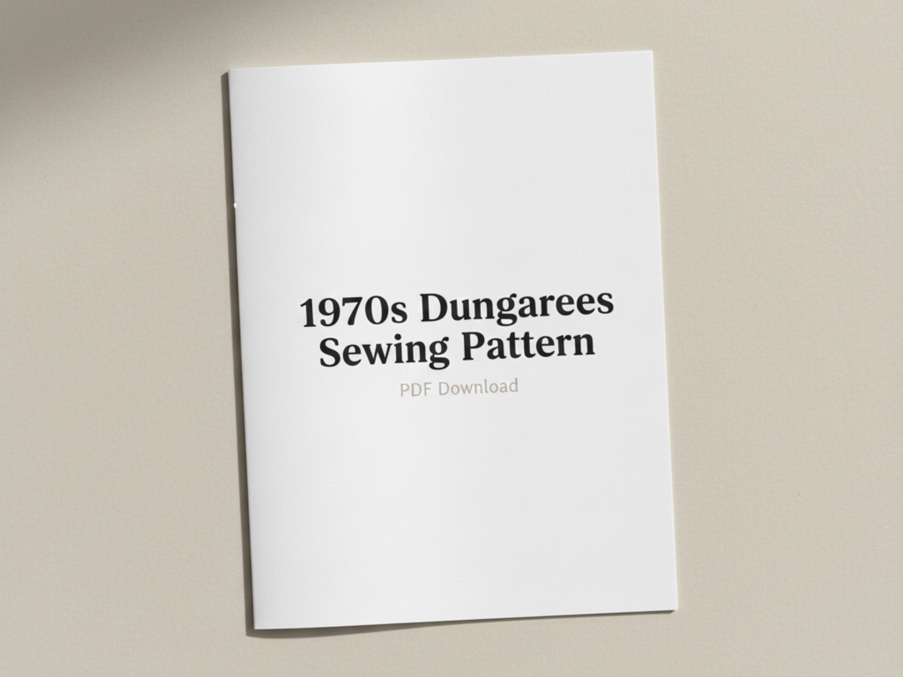 1970s Vintage Dungarees Sewing Pattern PDF | Women’s Retro Overalls | US Sizes 6–10 | DIY Jumpsuit & Pants Pattern