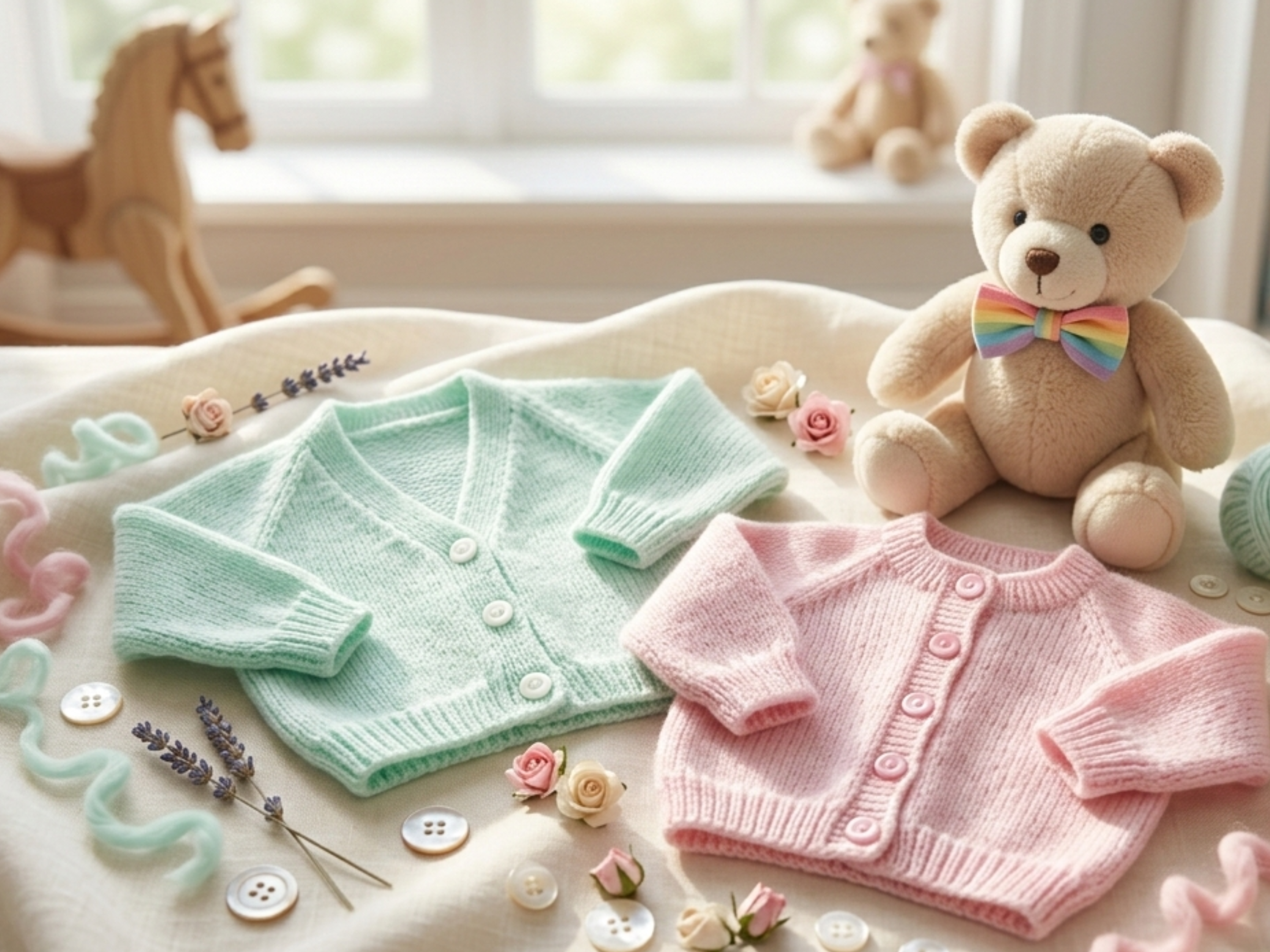 Baby Knitting Pattern Child's Easy Beginners Cardigan round neck-V Neck Knitting Pattern -DK-8ply
