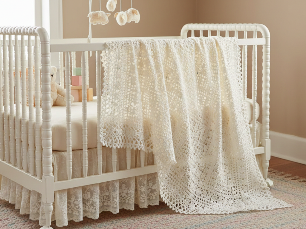 Easy Lace Baby Afghan Crochet Pattern (PDF Download)
