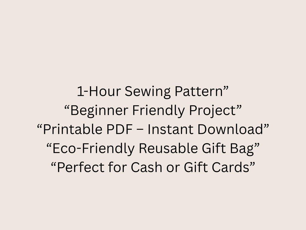 Easy sewing pattern -Christmas Money Gift Bag Sewing Pattern PDF | Easy Fabric Gift Pouch | Quick 1-Hour Sew |   Beginner Sewing PDF