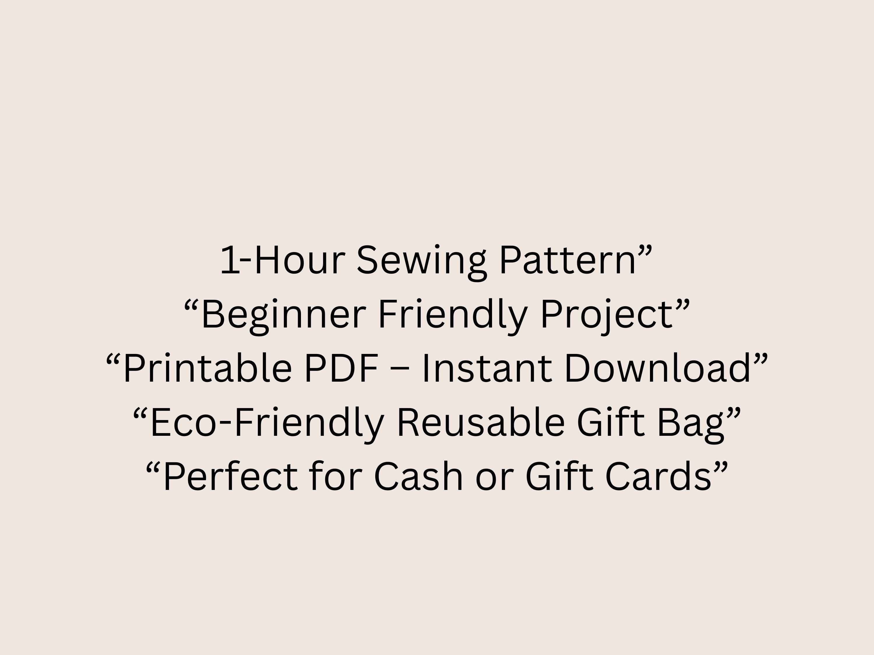 Easy sewing pattern -Christmas Money Gift Bag Sewing Pattern PDF | Easy Fabric Gift Pouch | Quick 1-Hour Sew |   Beginner Sewing PDF
