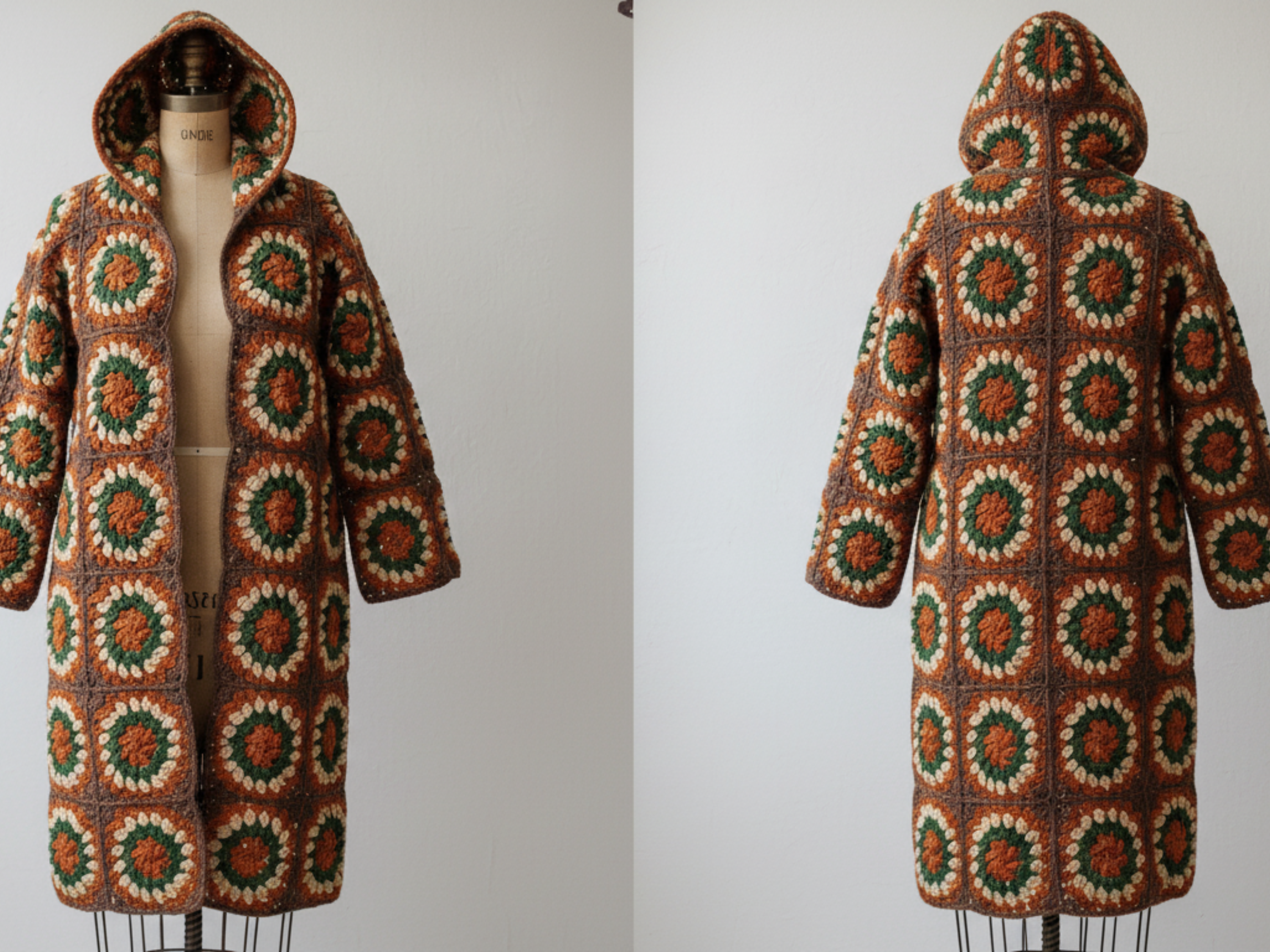 Womens Crochet Granny square coat with hood Crochet Pattern PDF – Oversized Hooded Jacket Cardigan Coat |Chunky Bulky Crochet Design | Sizes S–XXL