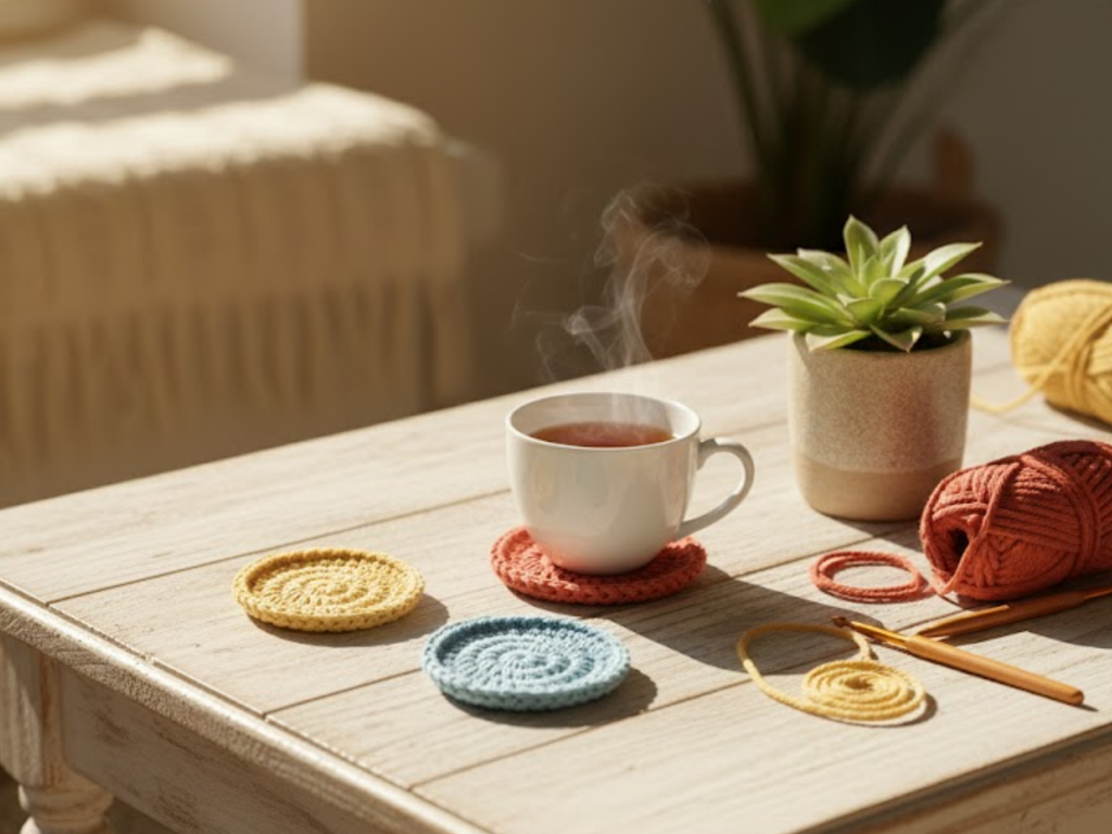 Crochet Coasters Pattern PDF | Easy Holiday Coasters | Simple Crochet Pattern |Holiday decor|Ornaments|Spiral coaster crochet pattern