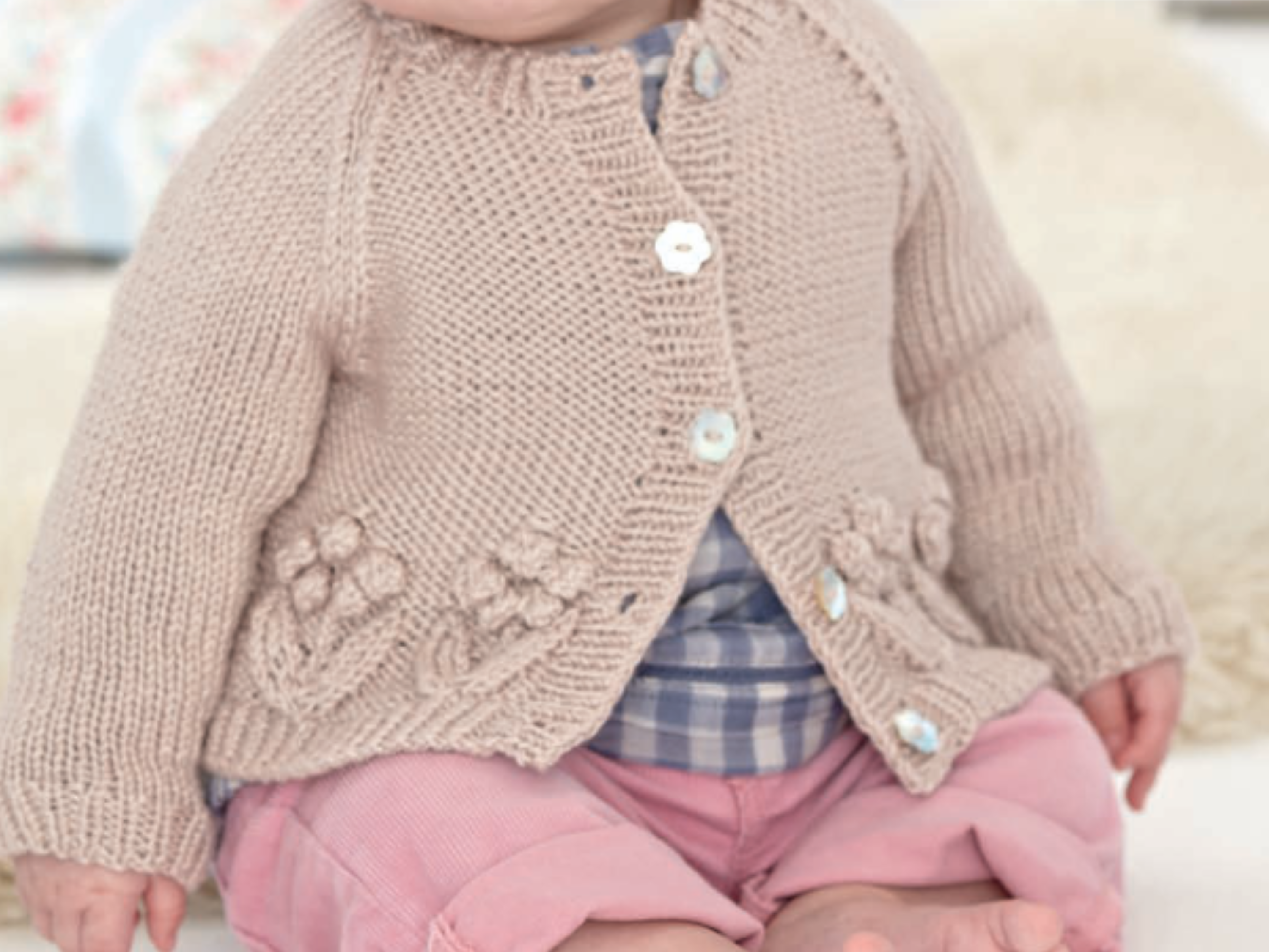 Baby Knitting Pattern PDF, Cardigan and Hat Set, 0 to 7 Years, DK Wool Pattern, Easy Baby Knit, Raglan Cardigan, Textured Flower Design