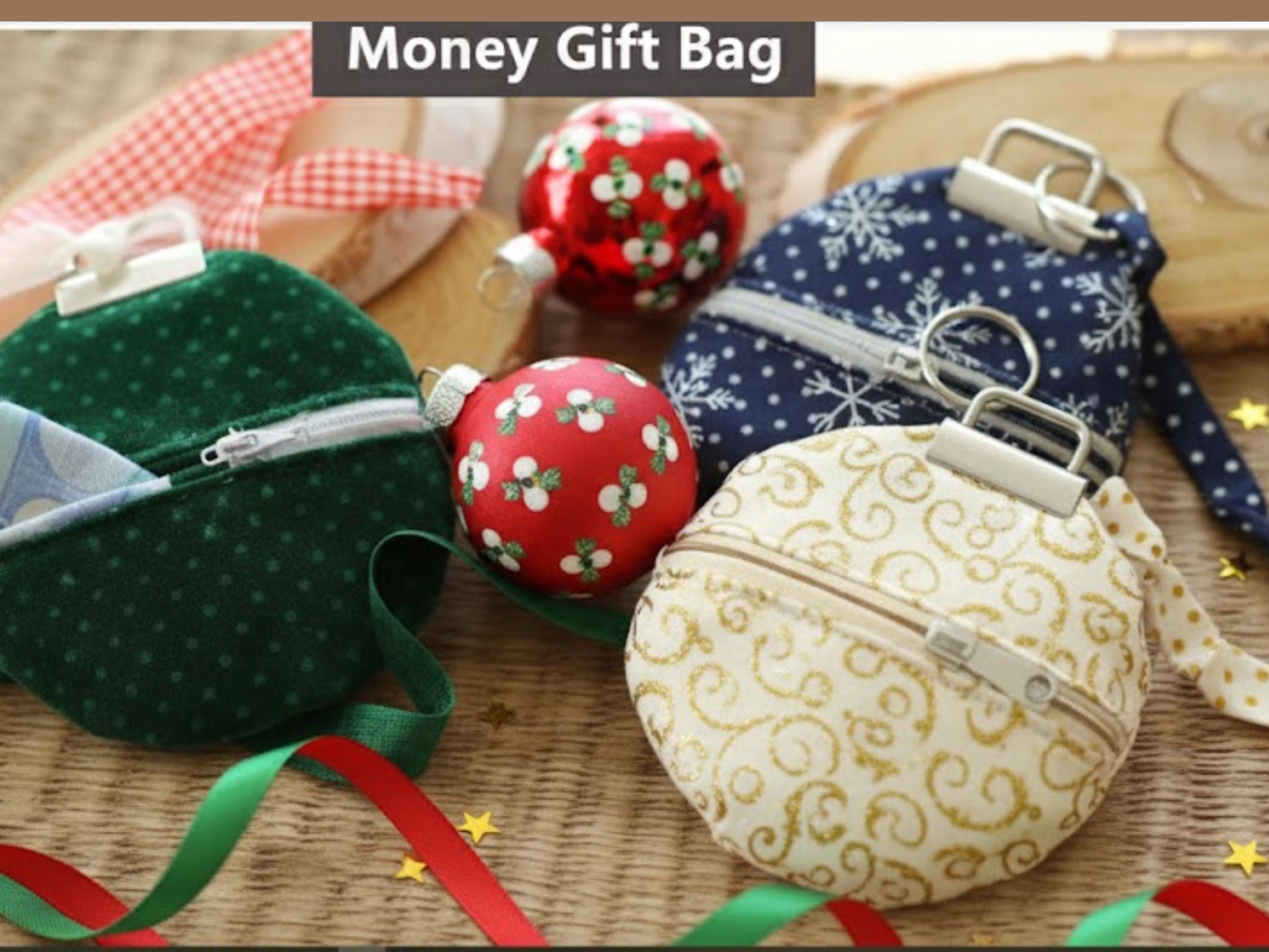 Easy sewing pattern -Christmas Money Gift Bag Sewing Pattern PDF | Easy Fabric Gift Pouch | Quick 1-Hour Sew |   Beginner Sewing PDF