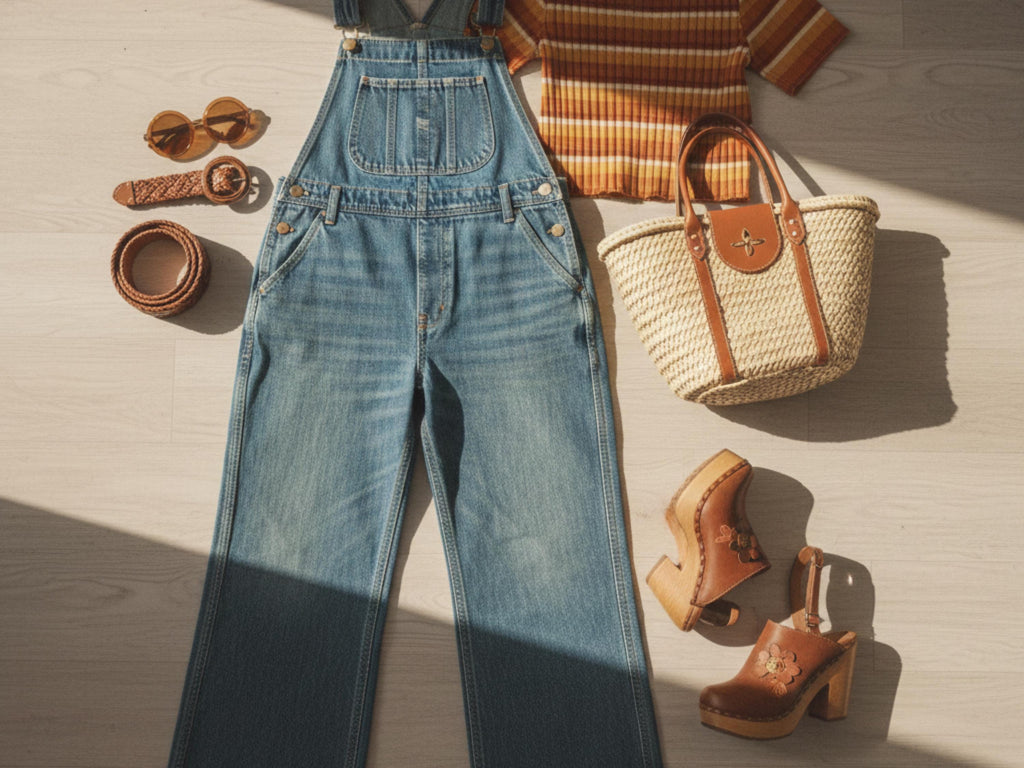 1970s Vintage Dungarees Sewing Pattern PDF | Women’s Retro Overalls | US Sizes 6–10 | DIY Jumpsuit & Pants Pattern