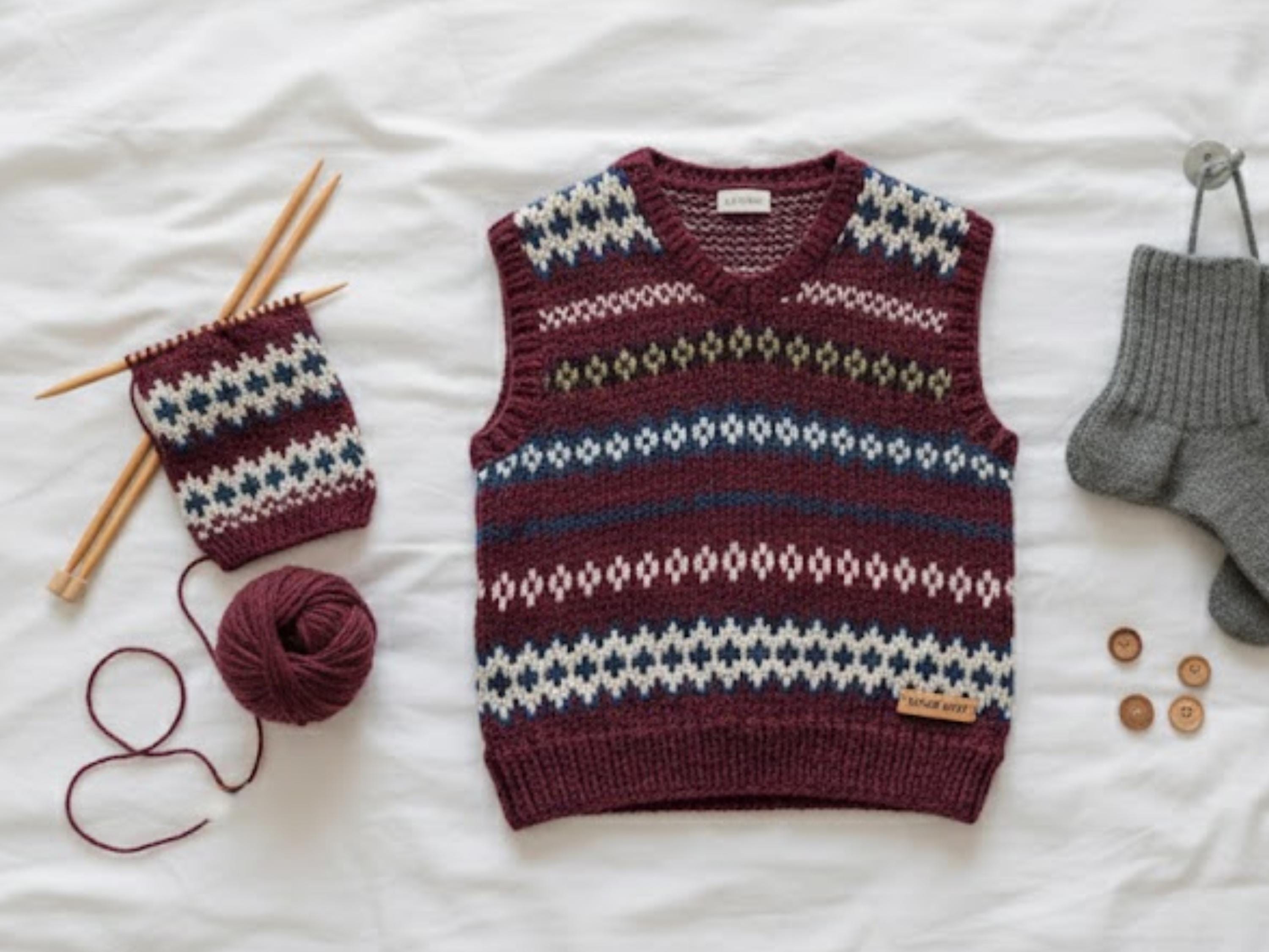 Boys Knit Vest Pattern | Vintage 1980s Sweater (PDF Pattern)