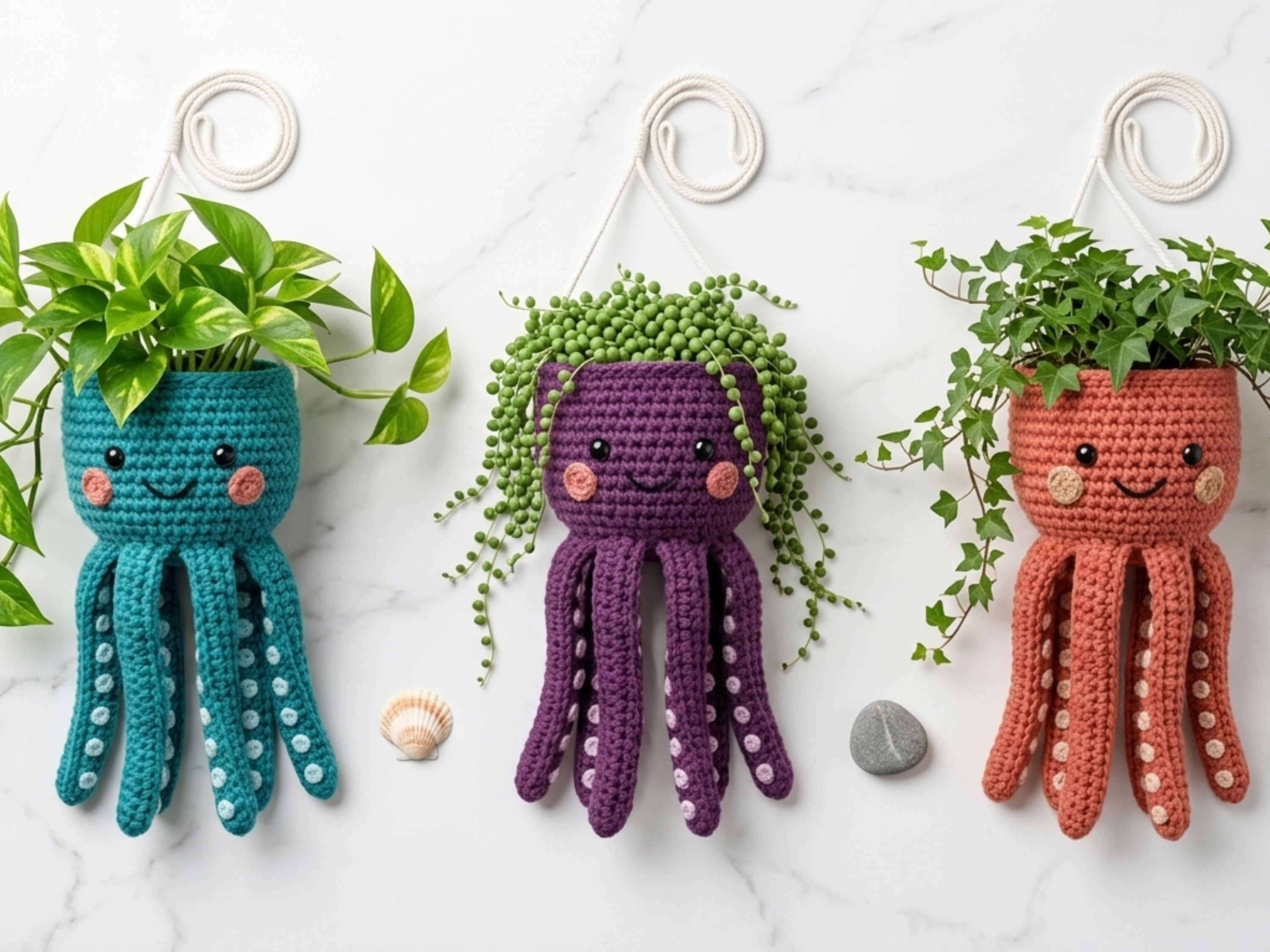 Octavia the Octopus Hanging Planter Crochet Pattern | Tentacle Plant Hanger PDF | Boho Home Decor