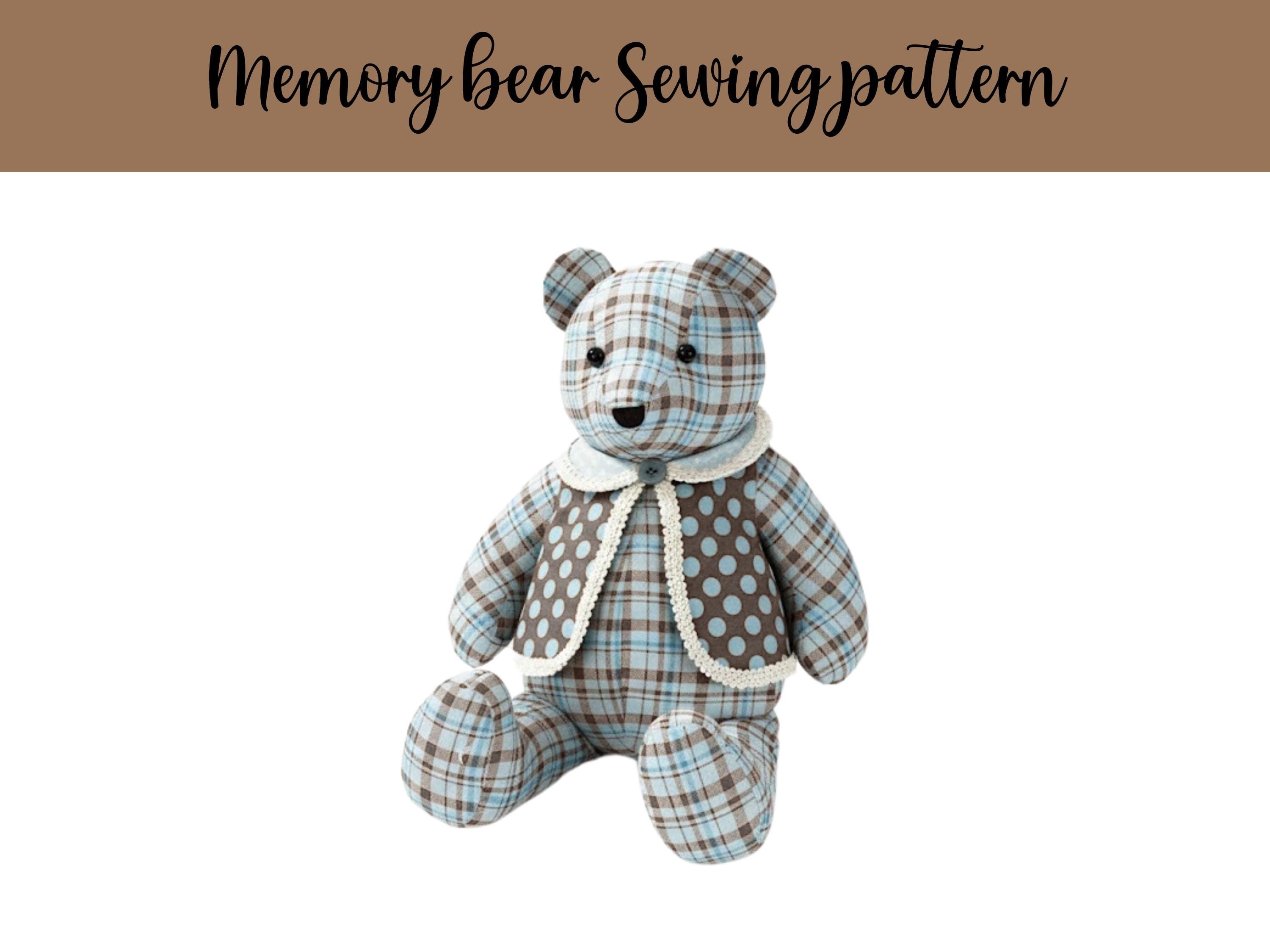 Memory Bear, Sewing Pattern, 18 Inches Tall, A2115, Memorial Bear, Keepsake Bear, Teddy Bear, Plushie, PDF Instant Download