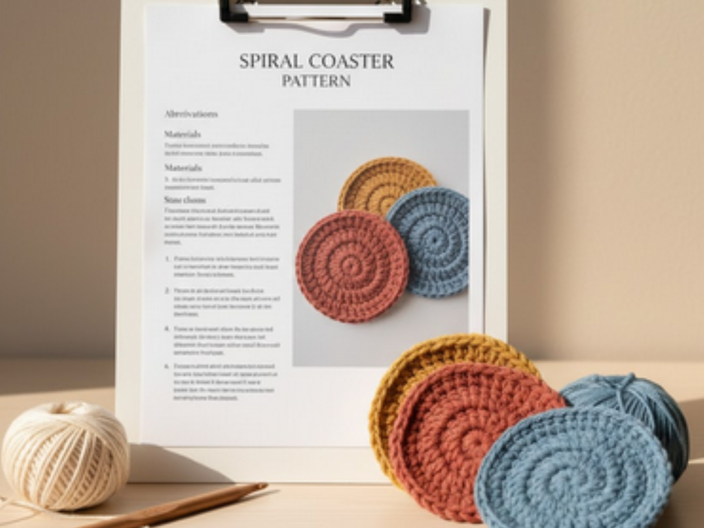 Crochet Coasters Pattern PDF | Easy Holiday Coasters | Simple Crochet Pattern |Holiday decor|Ornaments|Spiral coaster crochet pattern