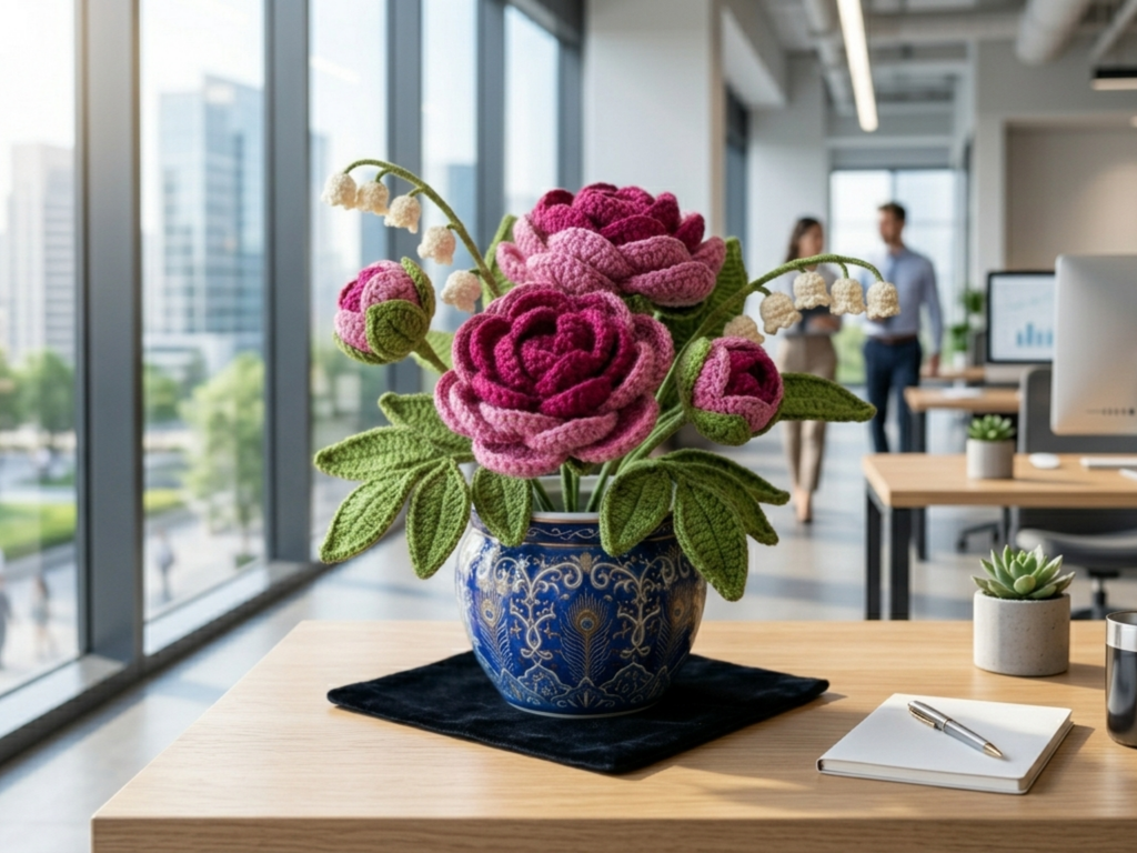 Easy beginner crochet pattern Crochet Peony Bouquet Crochet Pattern PDF| Flower Pot Amigurumi | Lily of the Valley Gift | Handmade Decor Digital Download Instant-Gift for teacher