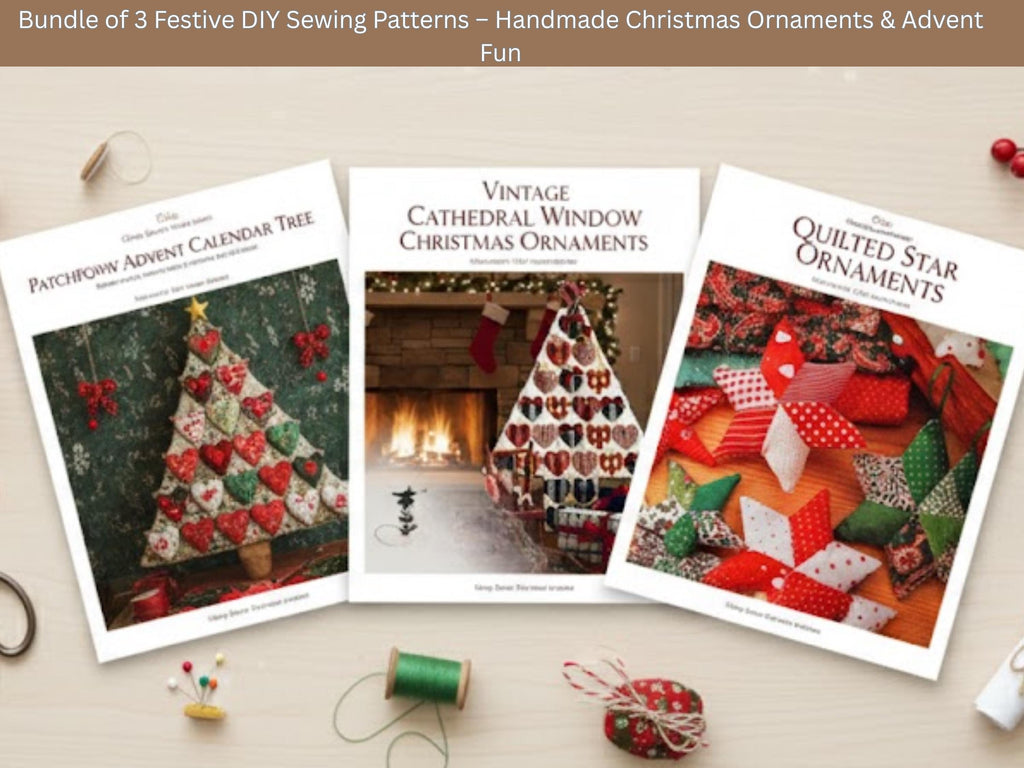 Christmas patterns to sew-Sewing Ornaments • Patchwork Holiday Decorations • DIY Sewing Pattern • Handmade Xmas Craft