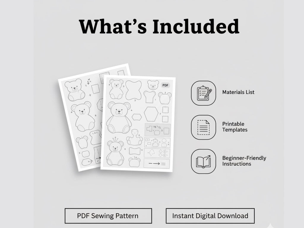 Memory Bear, Sewing Pattern, 18 Inches Tall, A2115, Memorial Bear, Keepsake Bear, Teddy Bear, Plushie, PDF Instant Download