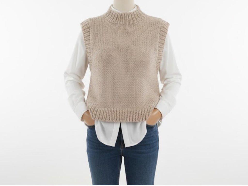 Knit Sleeveless Vest Pattern | Women's Slipover Jumper Top (PDF Download)