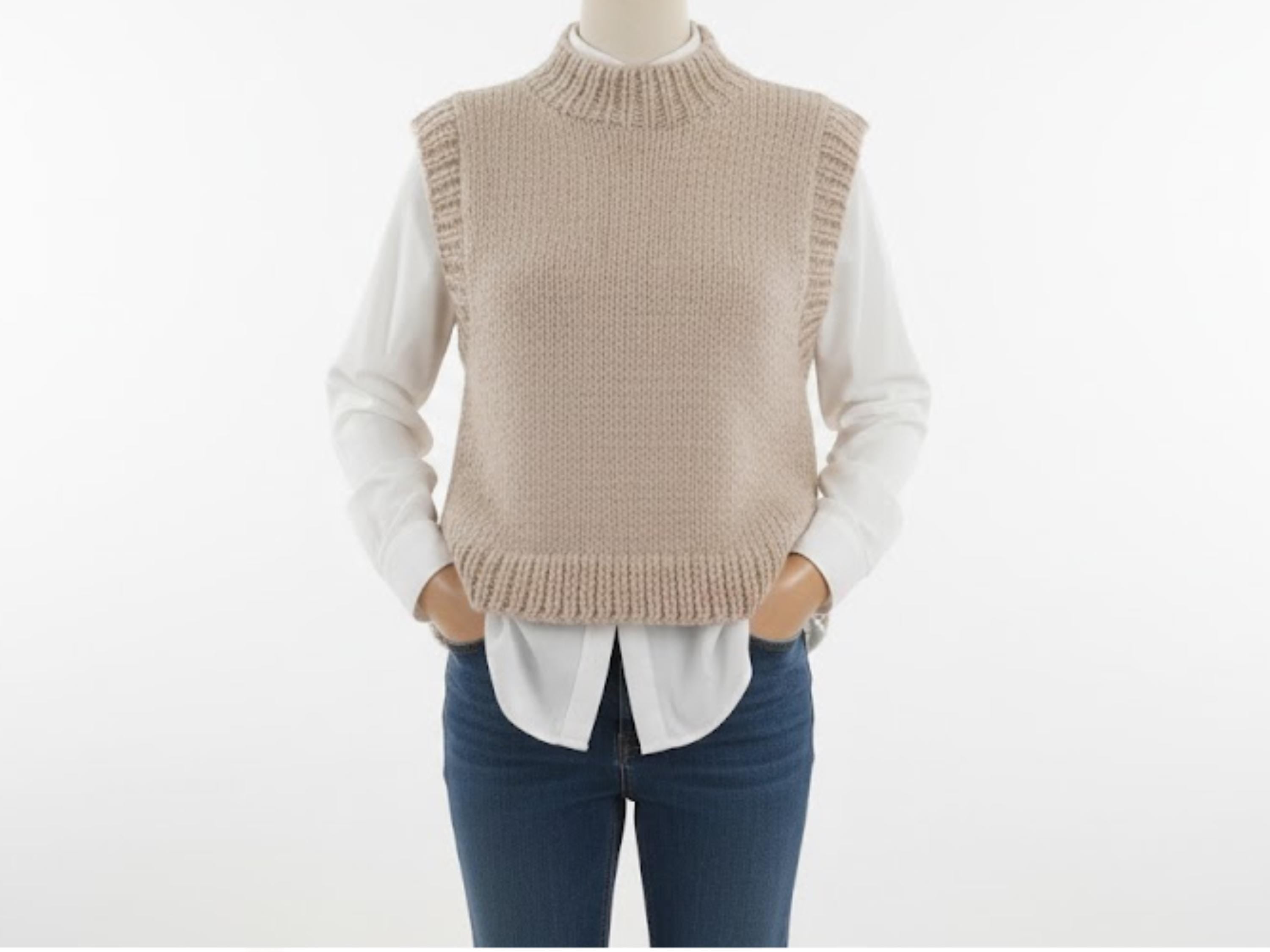 Knit Sleeveless Vest Pattern | Women's Slipover Jumper Top (PDF Download)