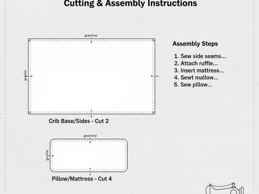 Dolls crib-sewing pattern for dolls crib-Doll accessories sewing pattern