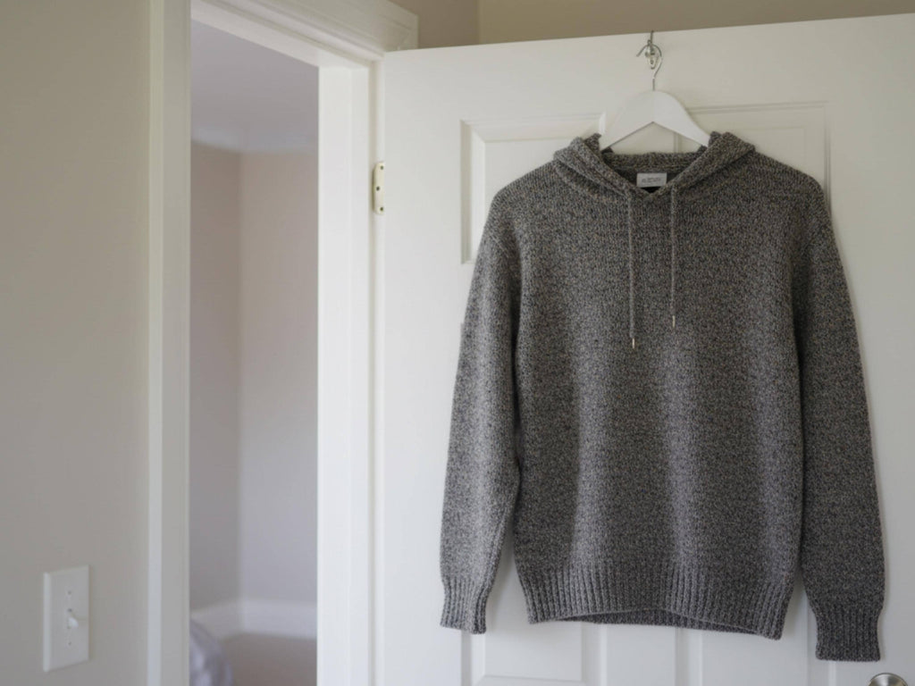 Man's Easy Plain Knit Hooded Sweater- Jumper in Aran -Worsted 10 Ply Yarn- Chest 40" - 56"- larger sizes knitting pattern download PDF