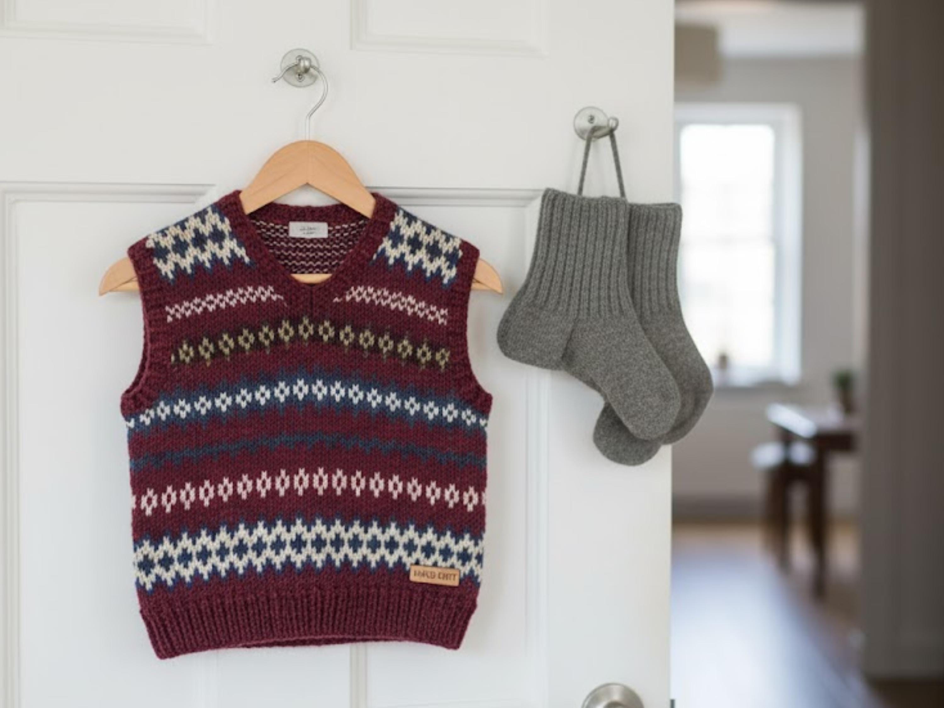 Boys Knit Vest Pattern | Vintage 1980s Sweater (PDF Pattern)