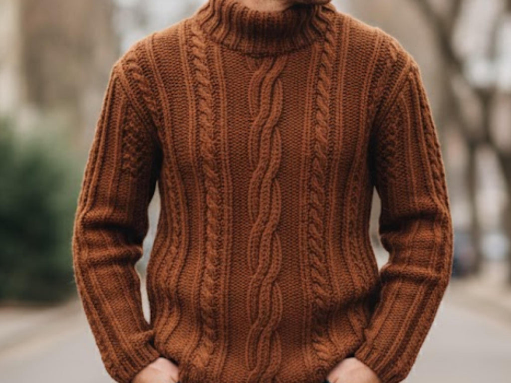 Hand Knitted Men’s Wool Cable Knit Cardigan, Fisherman Style