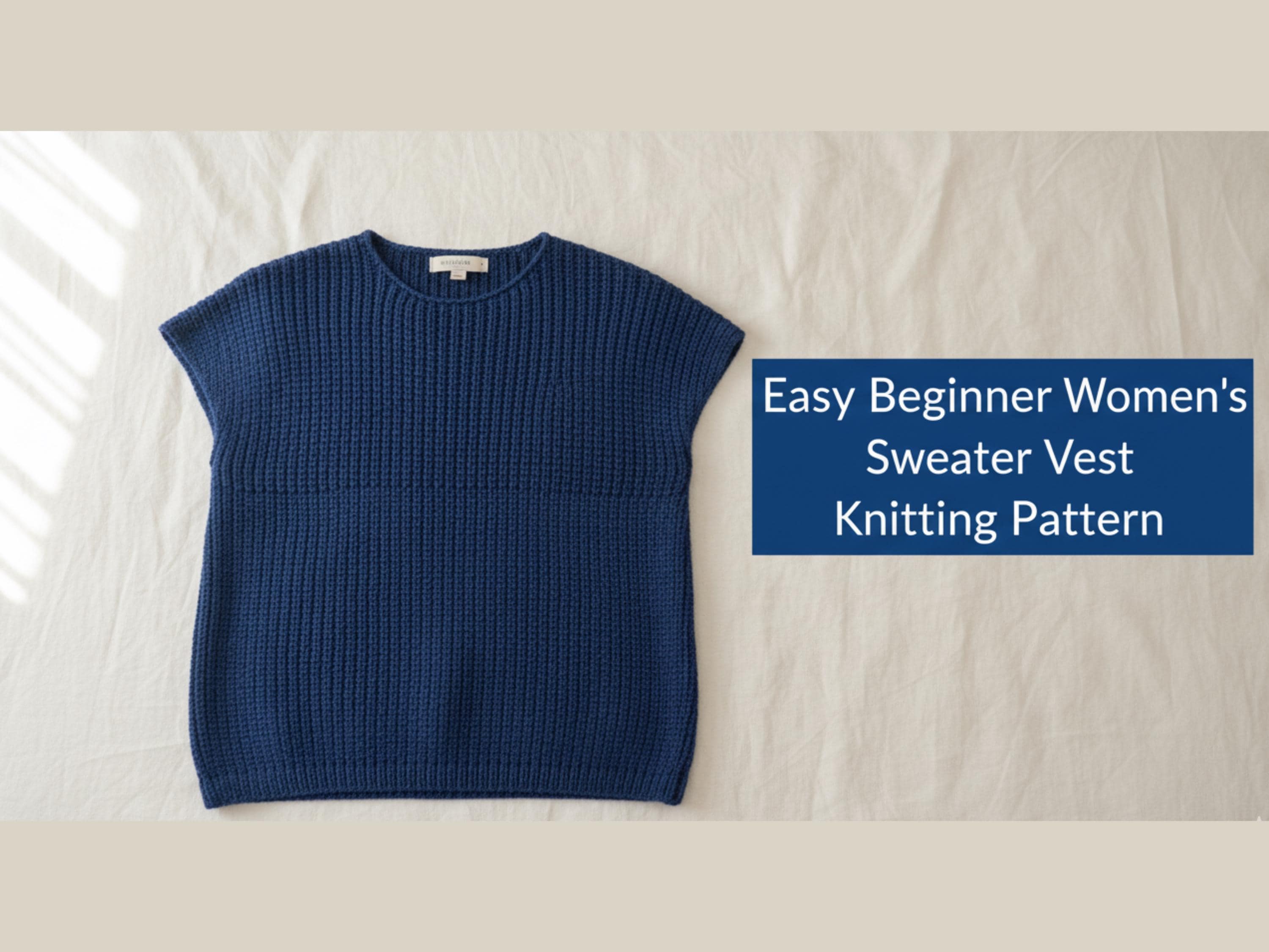Beginner Women's Knit Vest Pattern, Aran Worsted, Cap Sleeve (PDF Pattern)