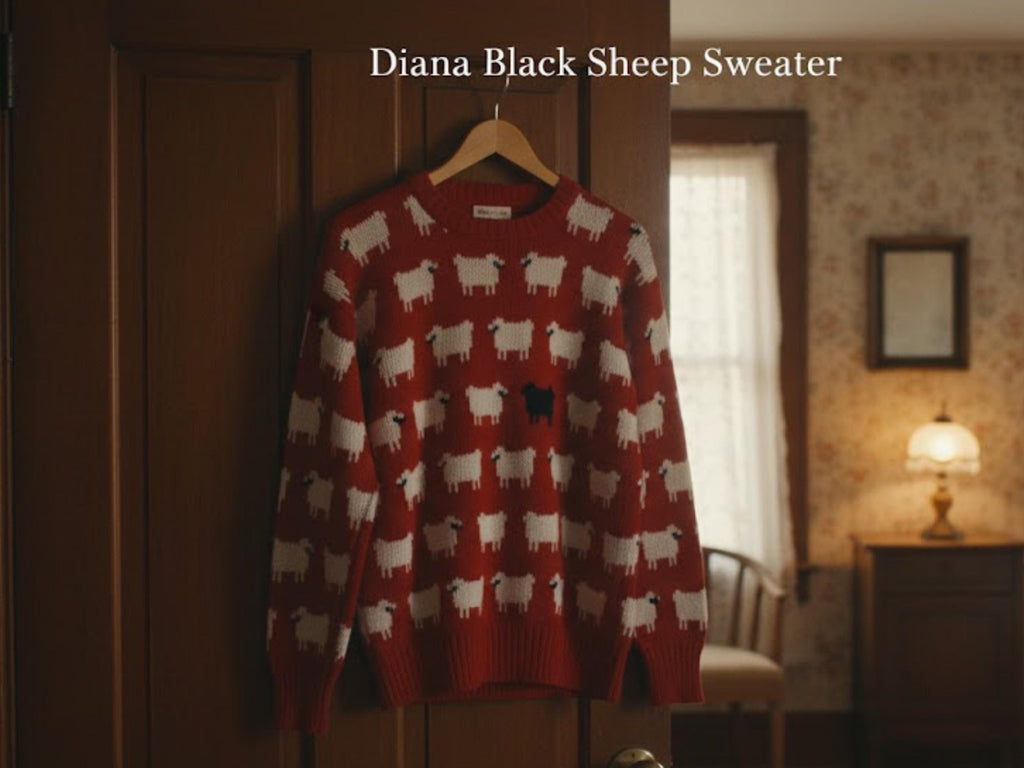 Knitting Pattern  Black Sheep Sweater Christmas Novelty Jumper Pullover 1980s