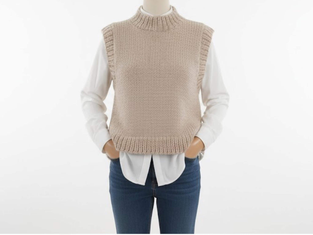 Knit Sleeveless Vest Pattern | Women's Slipover Jumper Top (PDF Download)