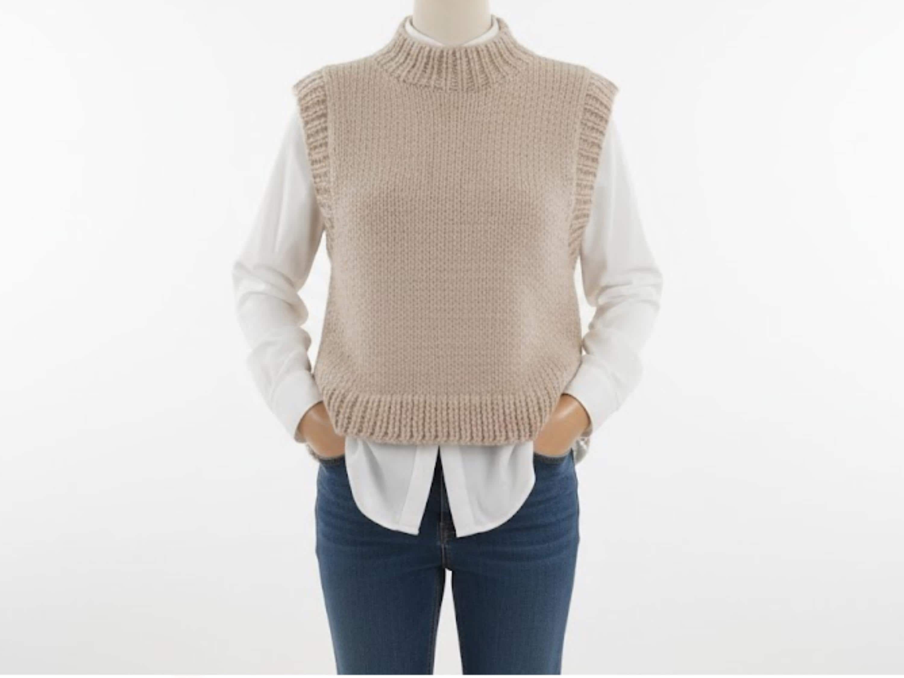 Knit Sleeveless Vest Pattern | Women's Slipover Jumper Top (PDF Download)