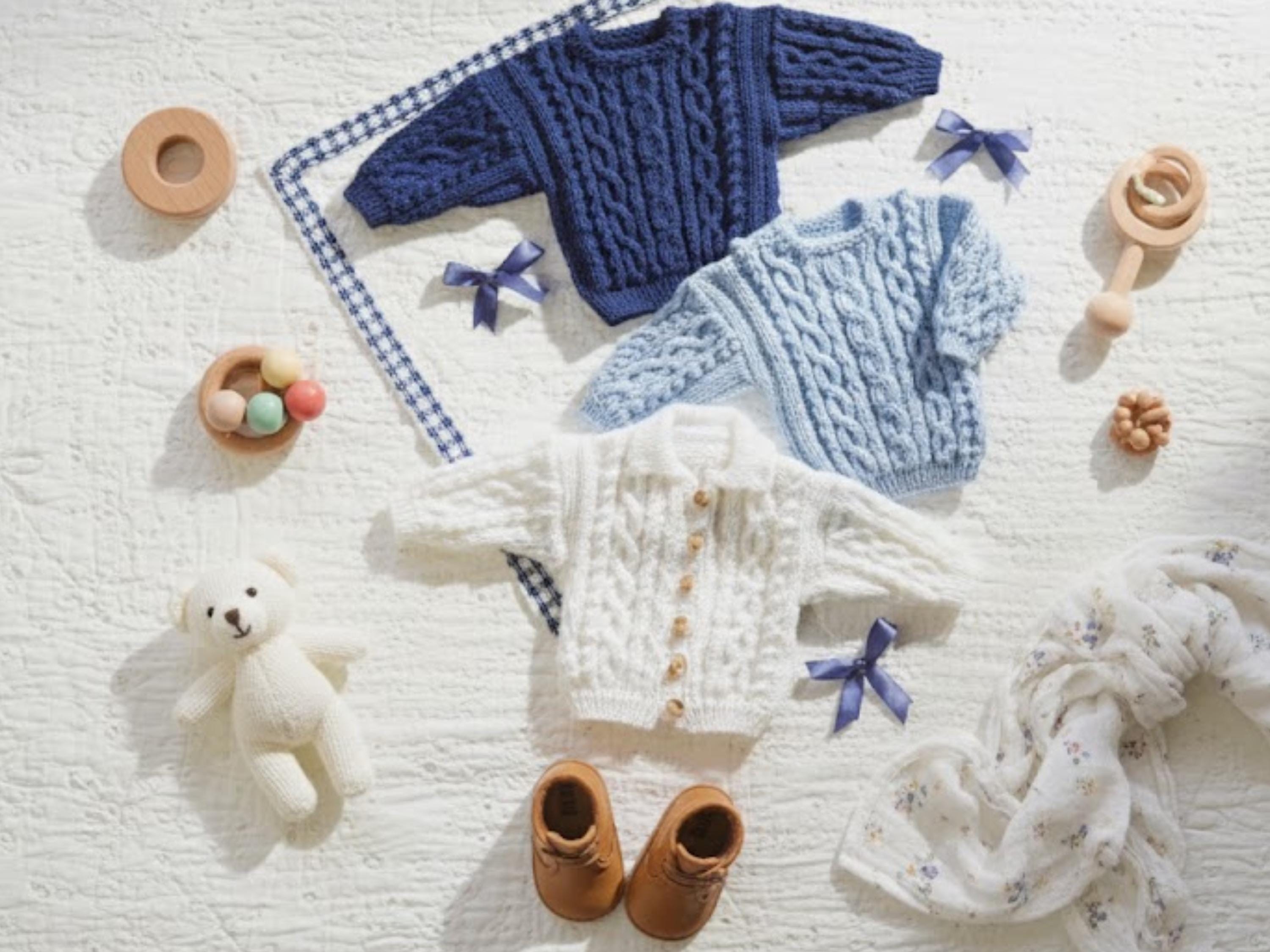Baby Cable Knit Jacket & Sweater Pattern | DK 8 Ply (PDF Download)