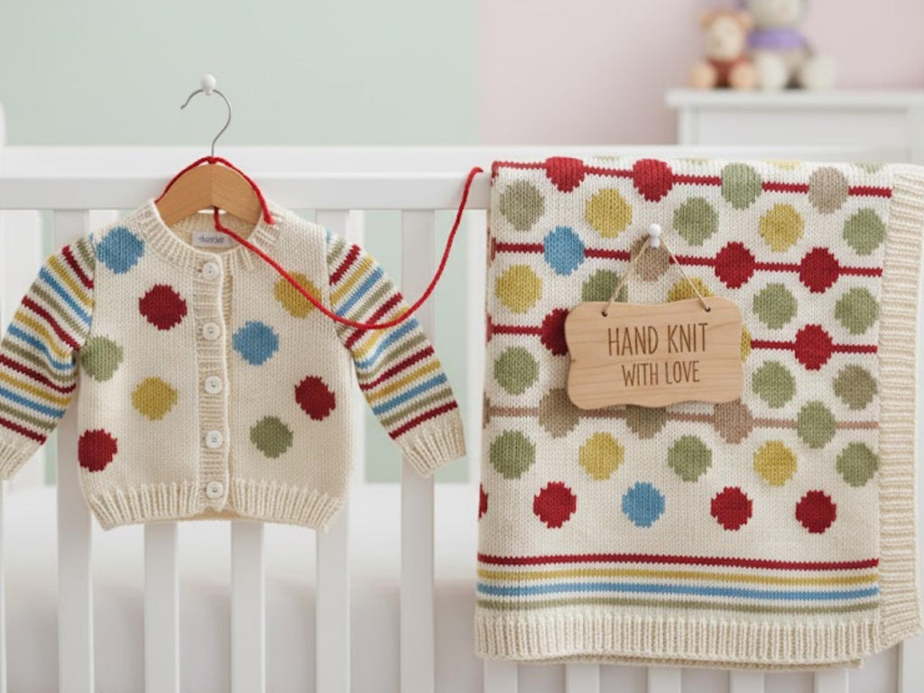 Baby Polka Dot Cardigan Knitting Pattern, Kids Sweater (PDF Pattern)