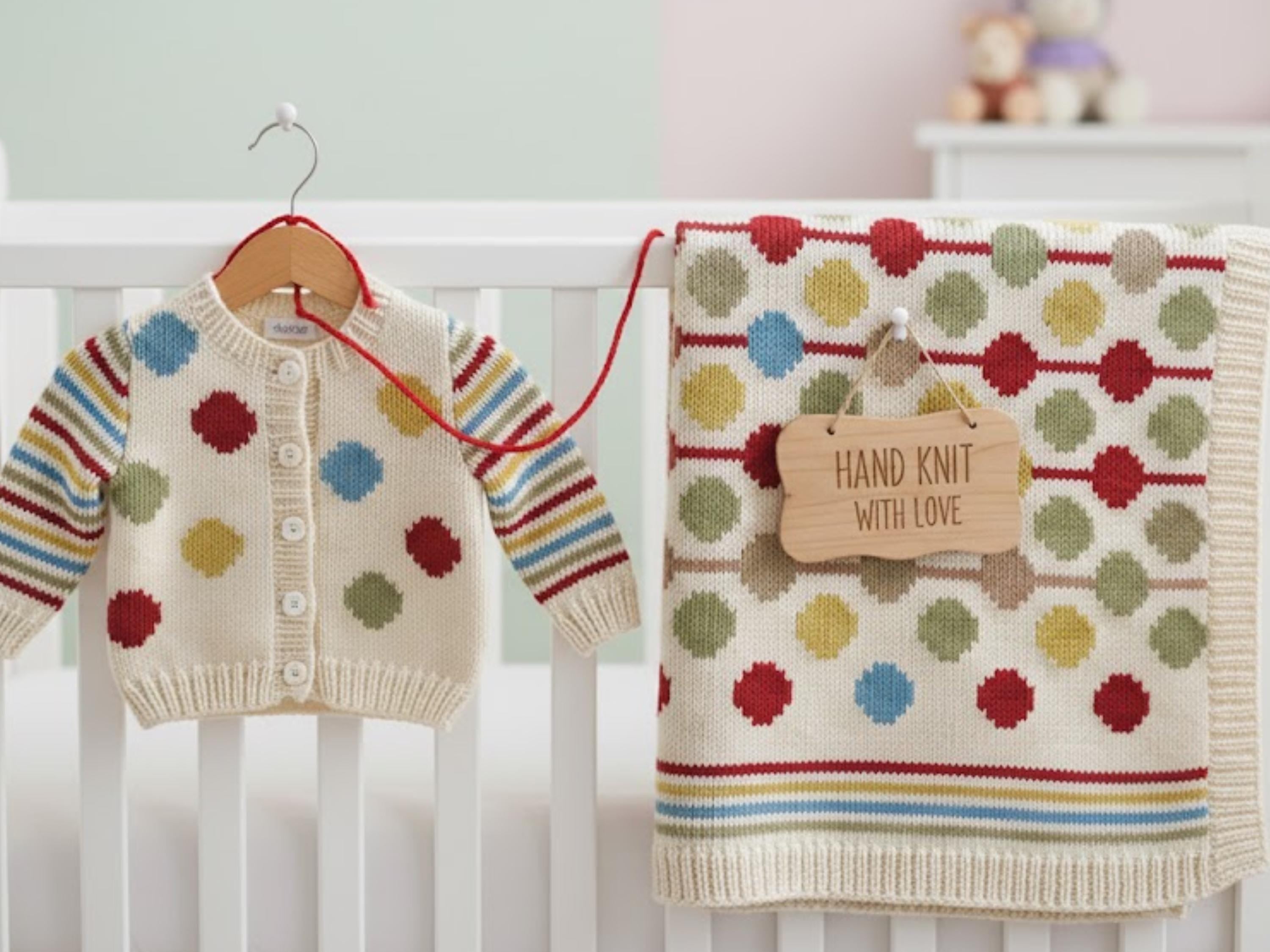 Baby Polka Dot Cardigan Knitting Pattern, Kids Sweater (PDF Pattern)