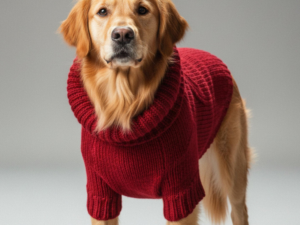 Dog Coat with Hood Knitting Pattern (6 Sizes S–XXL) | DK / 8 Ply Dog Sweater Hoodie  -Easy Dog Jumper Pattern |  English pattern