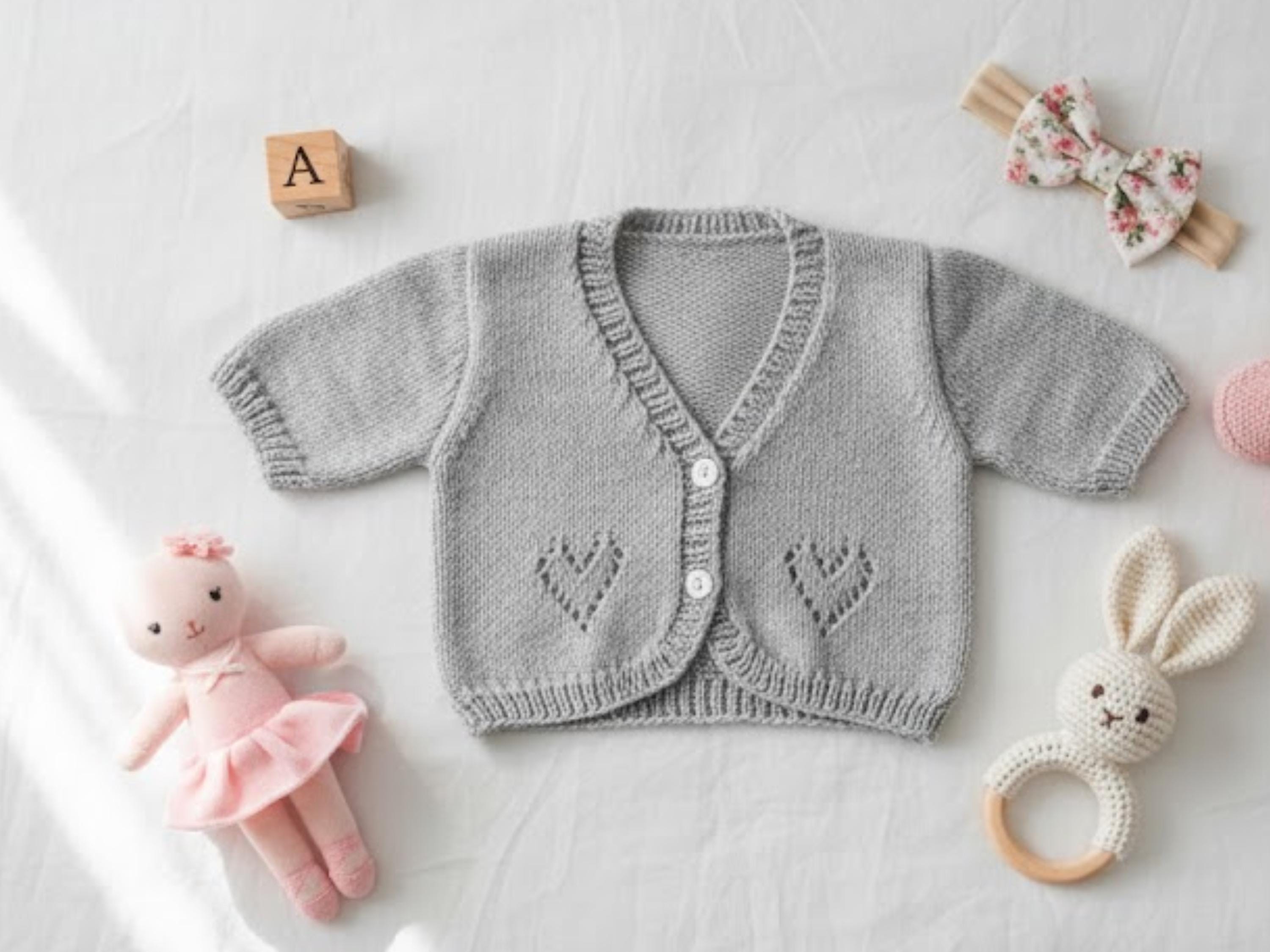 Girls Heart Cardigan Knitting Pattern, Toddler, Sizes 2-11 (PDF Download)