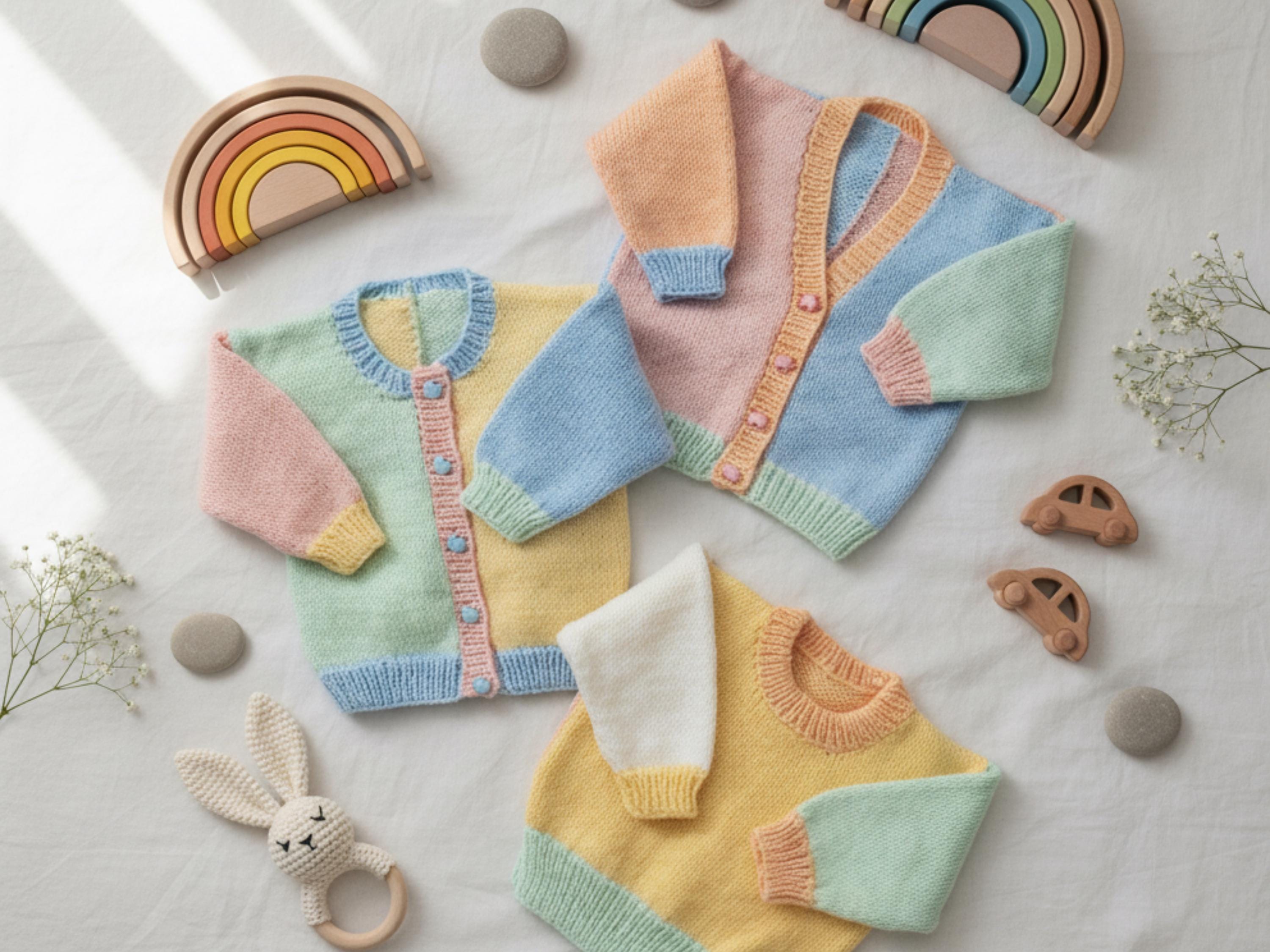 Baby Cardigan  Pullover Knitting Pattern – Boys & Girls, Pastel Sweaters, Vintage PDF, Instant Download