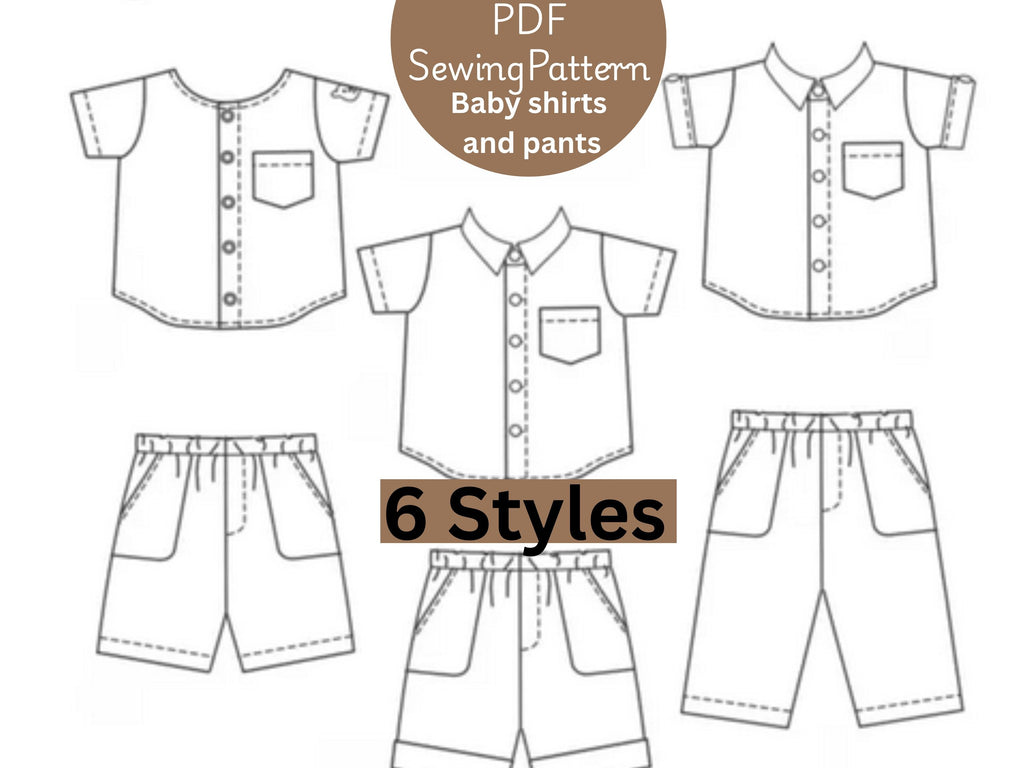 Baby Shirt & Pants Sewing Pattern | 6 Infant Outfit Styles (PDF Pattern)