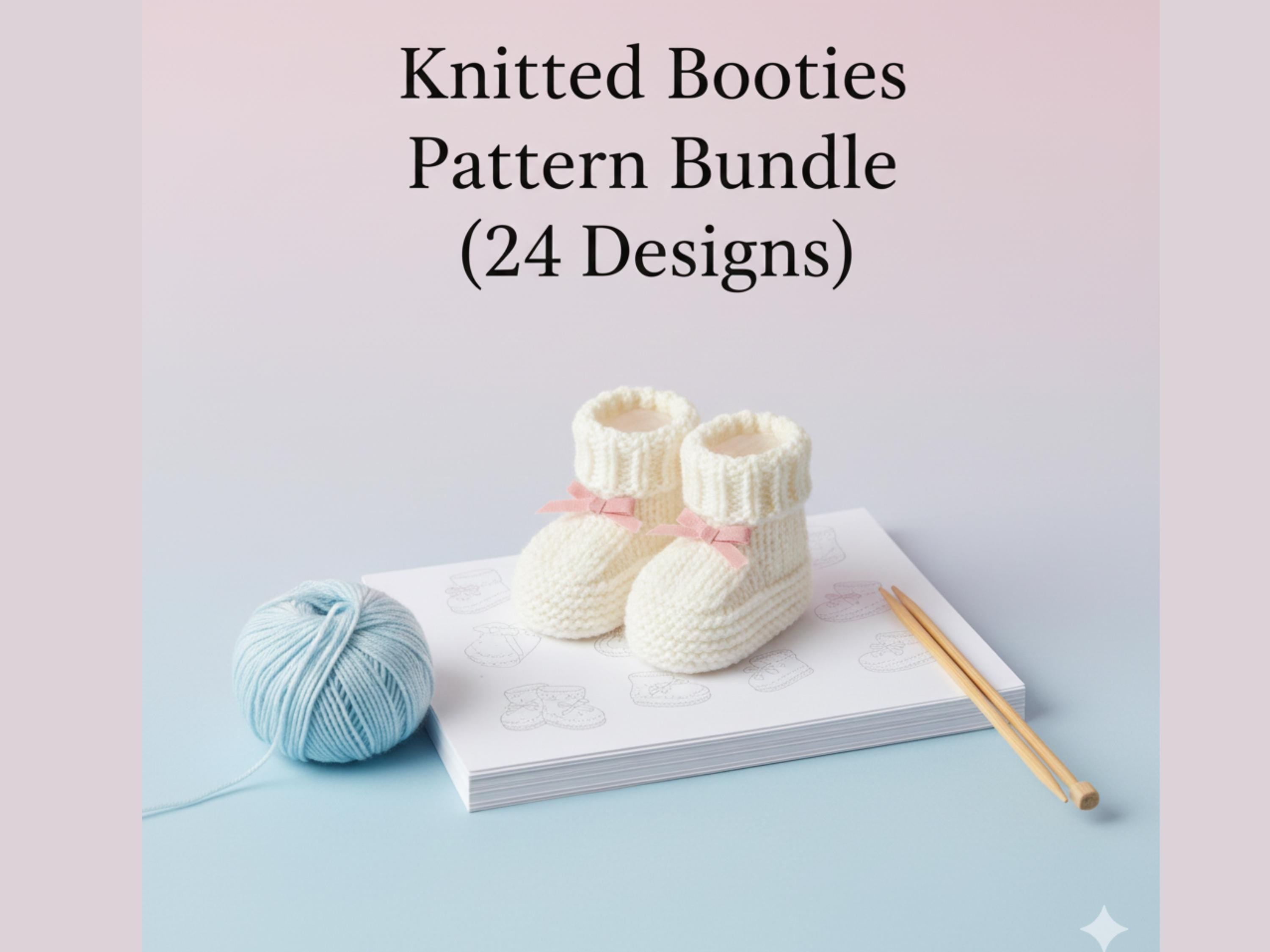 Newborn booties, Knitted slippers, Knit baby booties, Newborn shoes, New baby gift -Bundle of 24 patterns