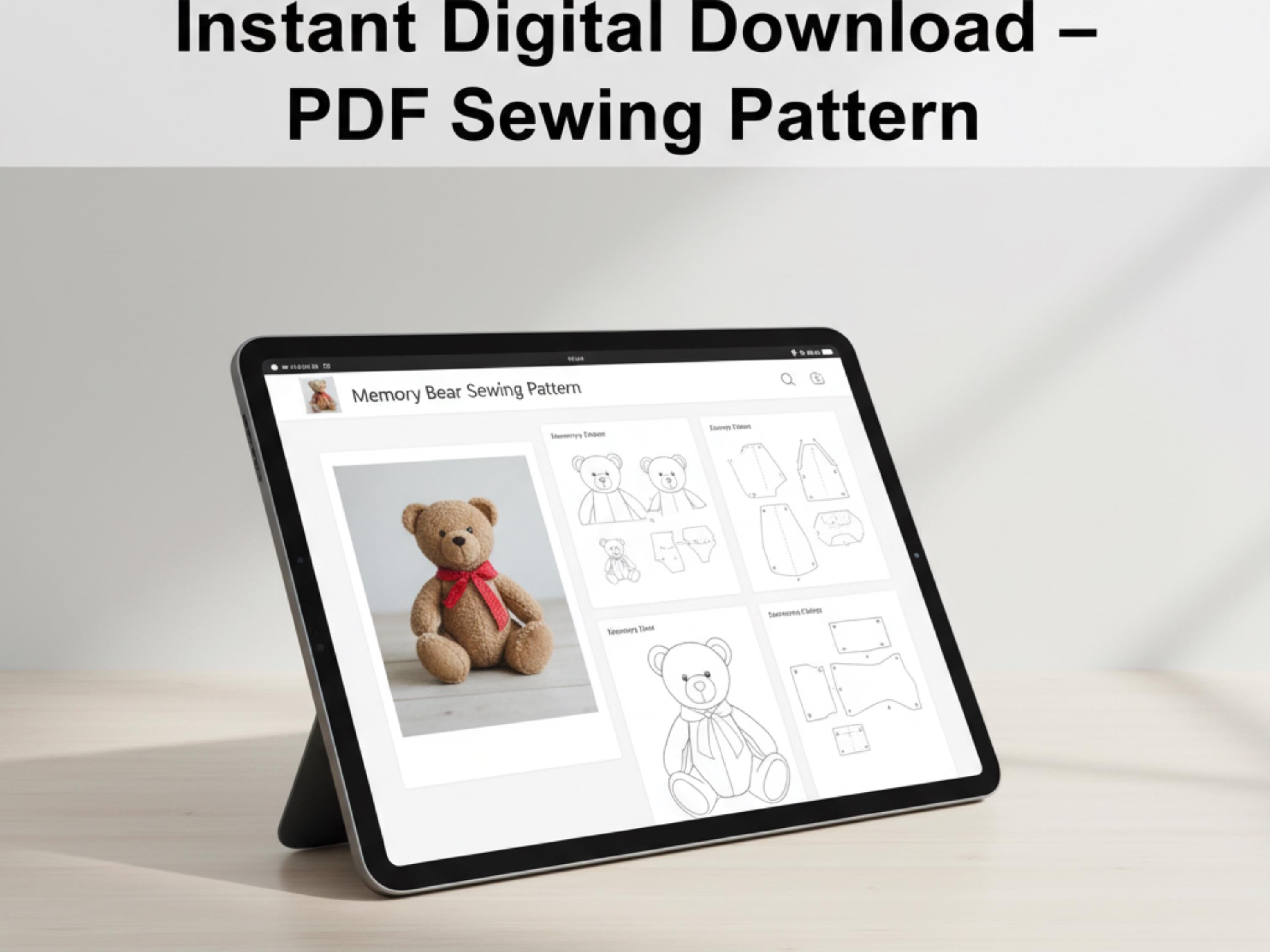 Memory Bear Sewing Pattern, 18 Inch Keepsake Teddy (PDF Instant Download)