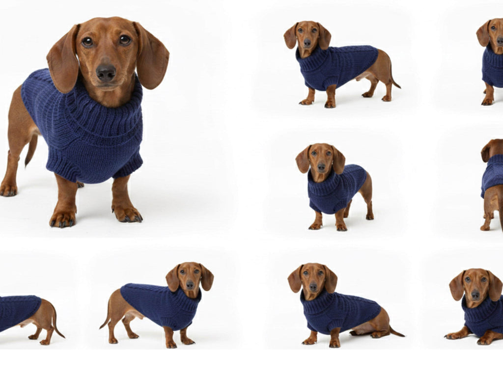 Dog Coat Knitting Pattern (6 Sizes) | Cable Back & Roll-Neck Sweater | DK / 8-Ply / Light Worsted Yarn | Sizes XS–XXL | Fits Chest 23–69 cm