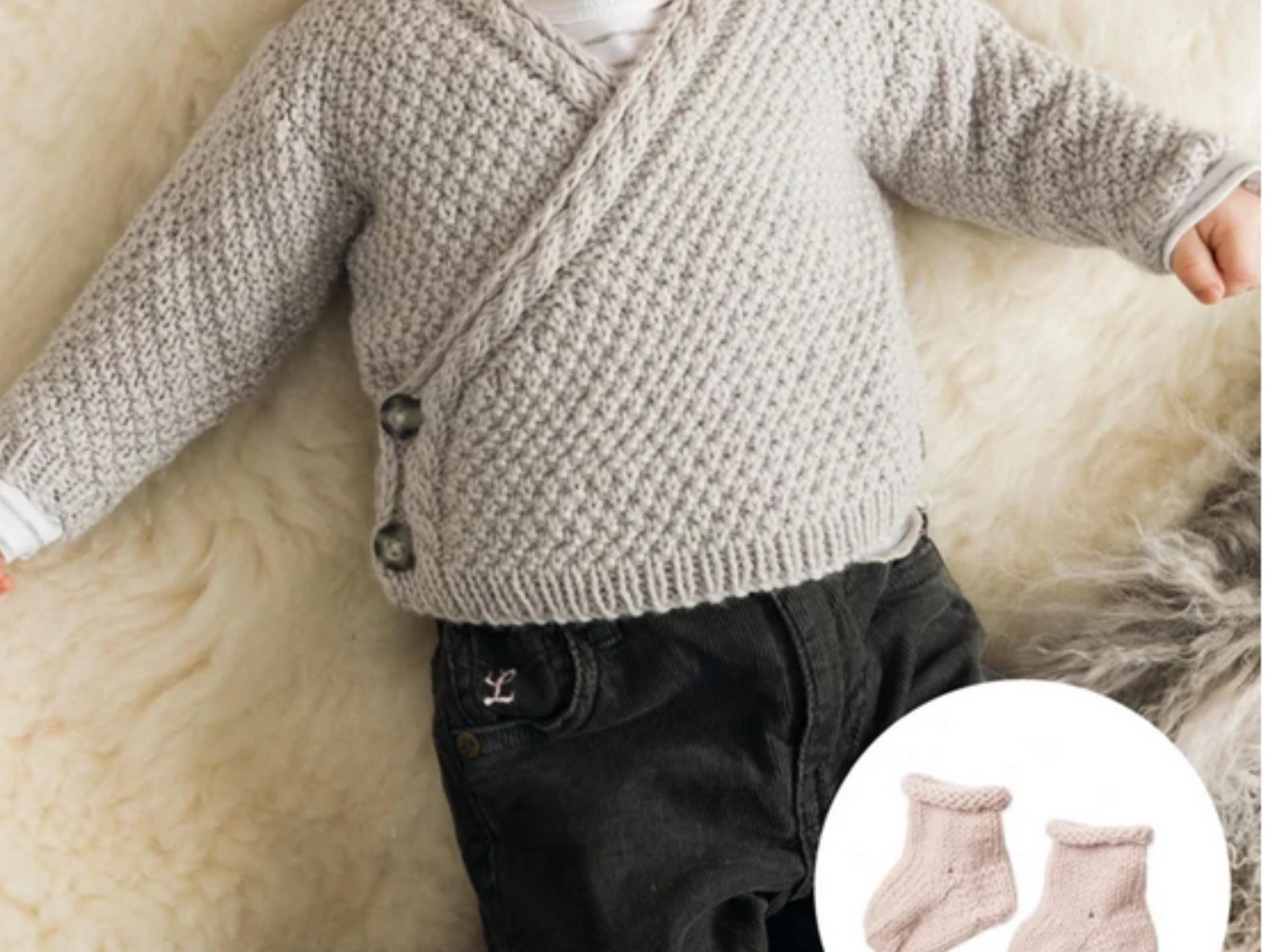 Baby Wrapover Cardigan Jacket Ballet Top Kimono & Socks ~ 0 - 6 months - DK 8 Ply PDF Instant download Knitting Pattern
