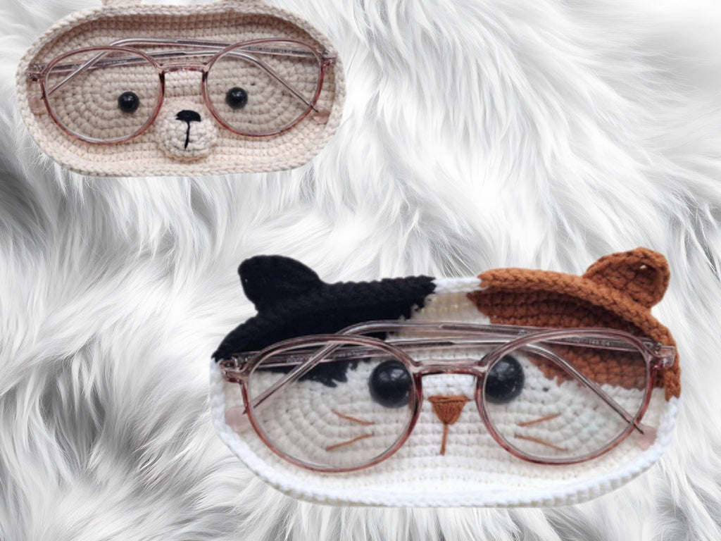 Crochet Glasses Holder Patterns: Animal Bundle (PDF Pattern) |Bundle of 5+ 1 free  |Cat -Cow-bear-dog-frog