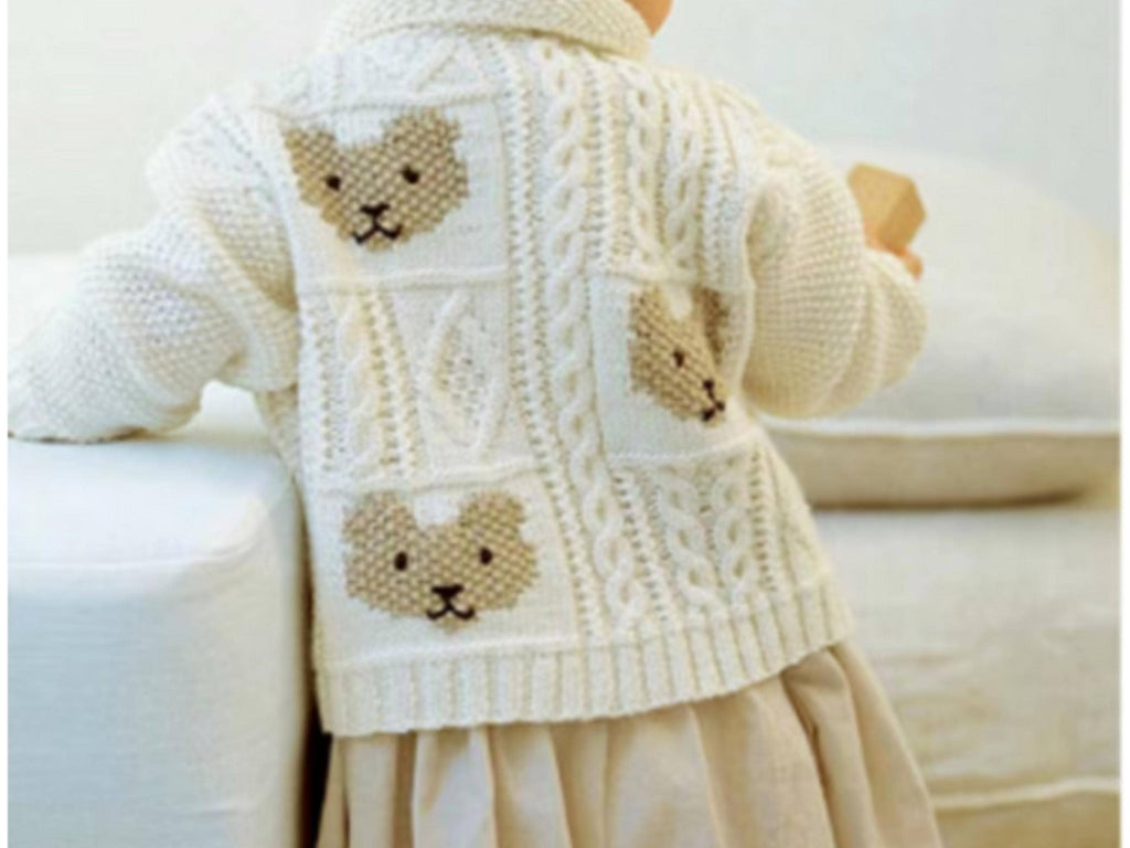 BABY/TODDLER Cute Teddy Bear Cardigan /Motif Jacket Knitting Pattern PDF Download