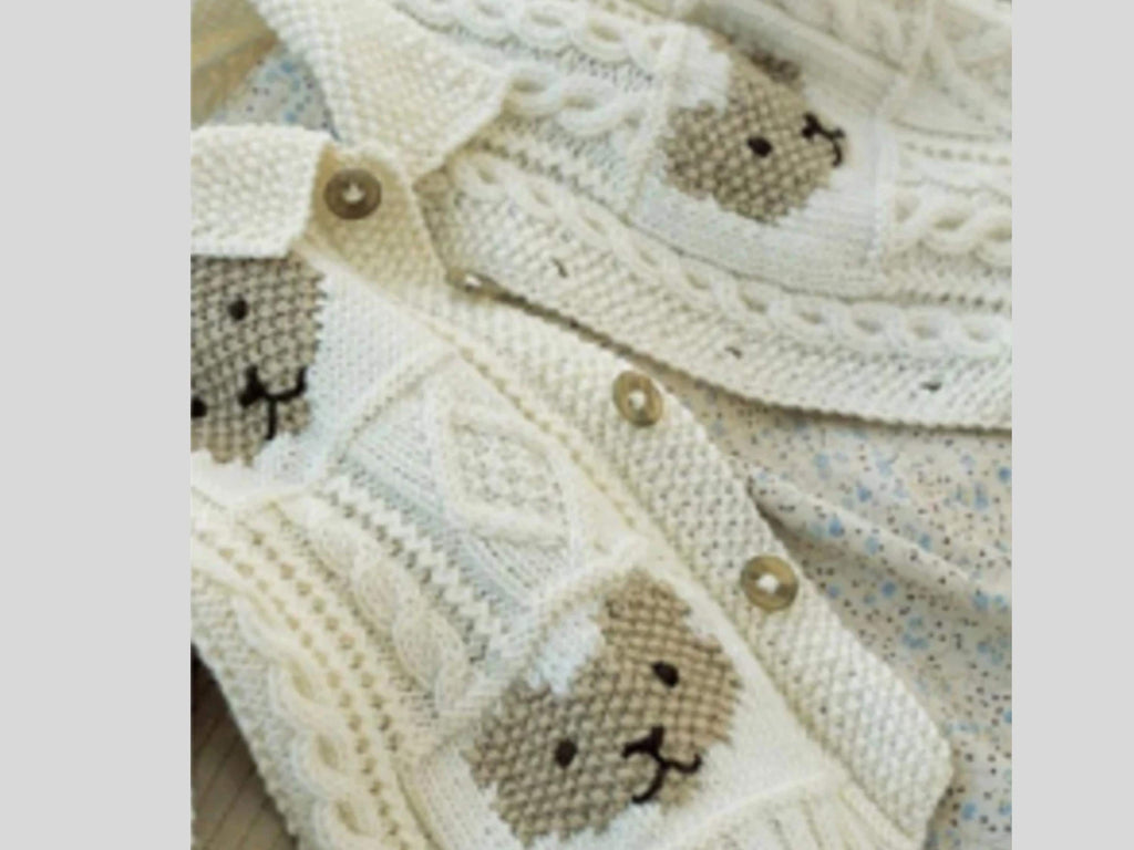 BABY/TODDLER Cute Teddy Bear Cardigan /Motif Jacket Knitting Pattern PDF Download