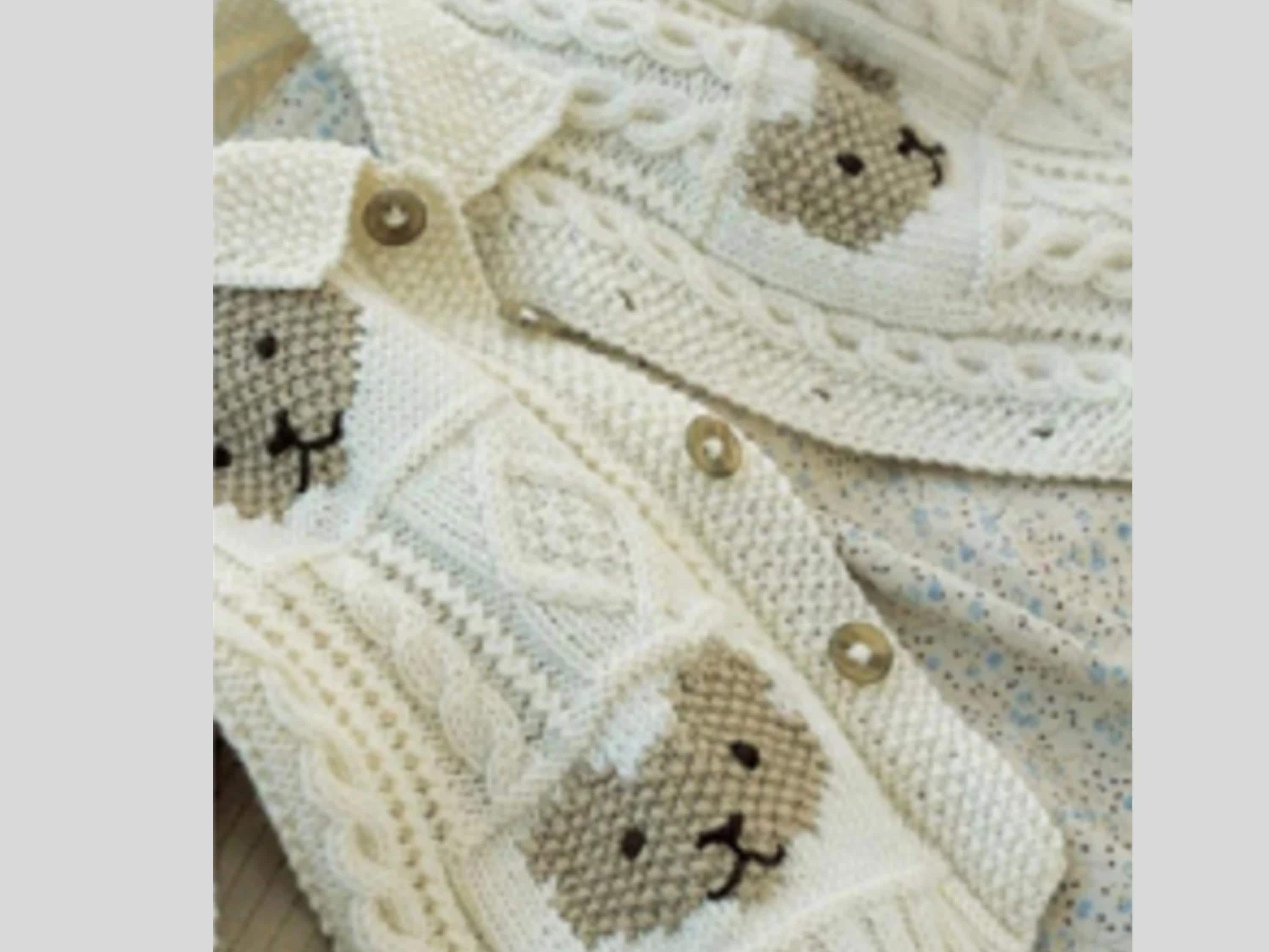 BABY/TODDLER Cute Teddy Bear Cardigan /Motif Jacket Knitting Pattern PDF Download