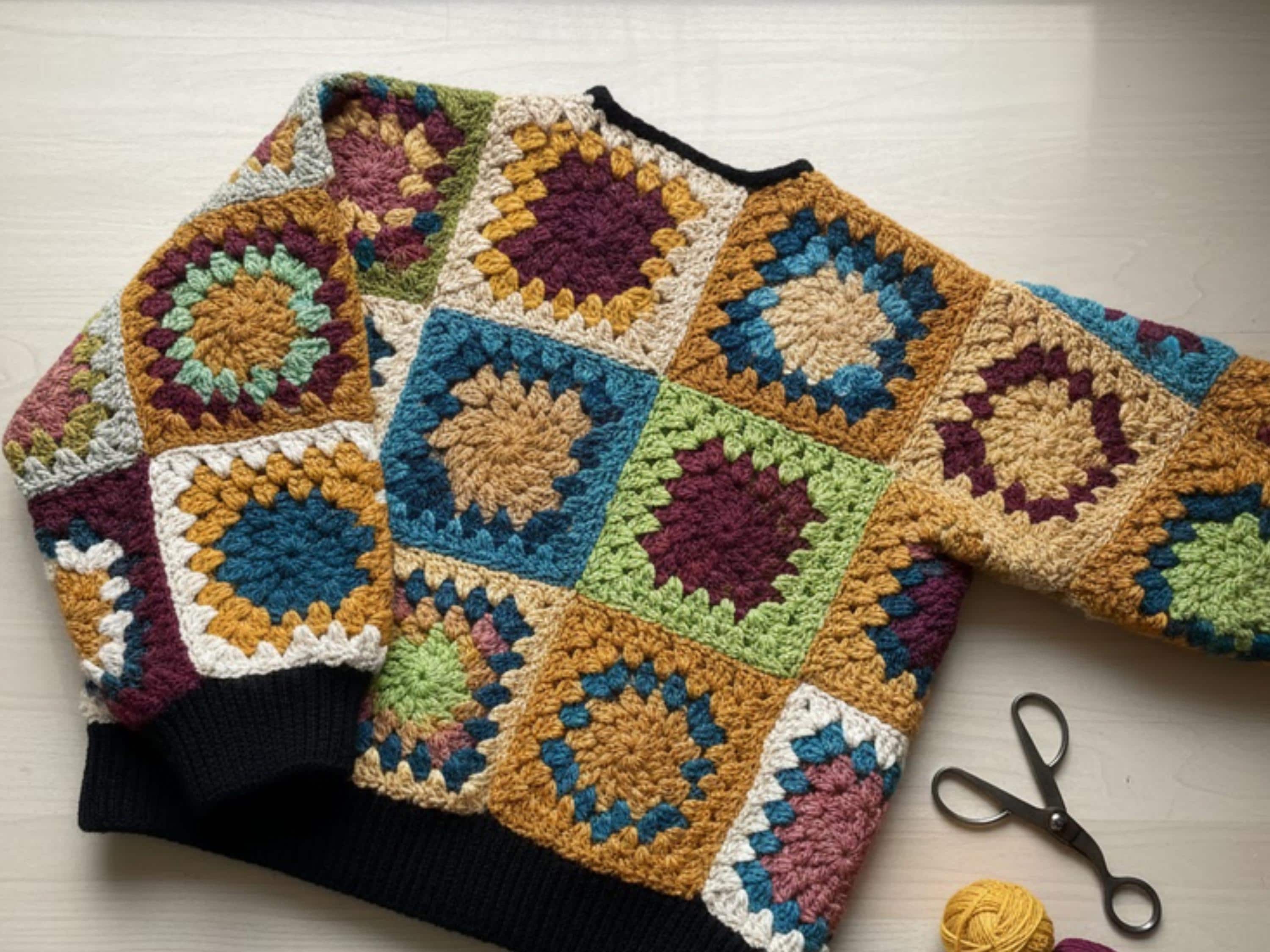 Womens Crochet Granny square cardigan pattern| VINTAGE Crochet Granny Squares Coat Pattern PDF, Hippie Boho Cardigan Jacket Digital Download, 70s