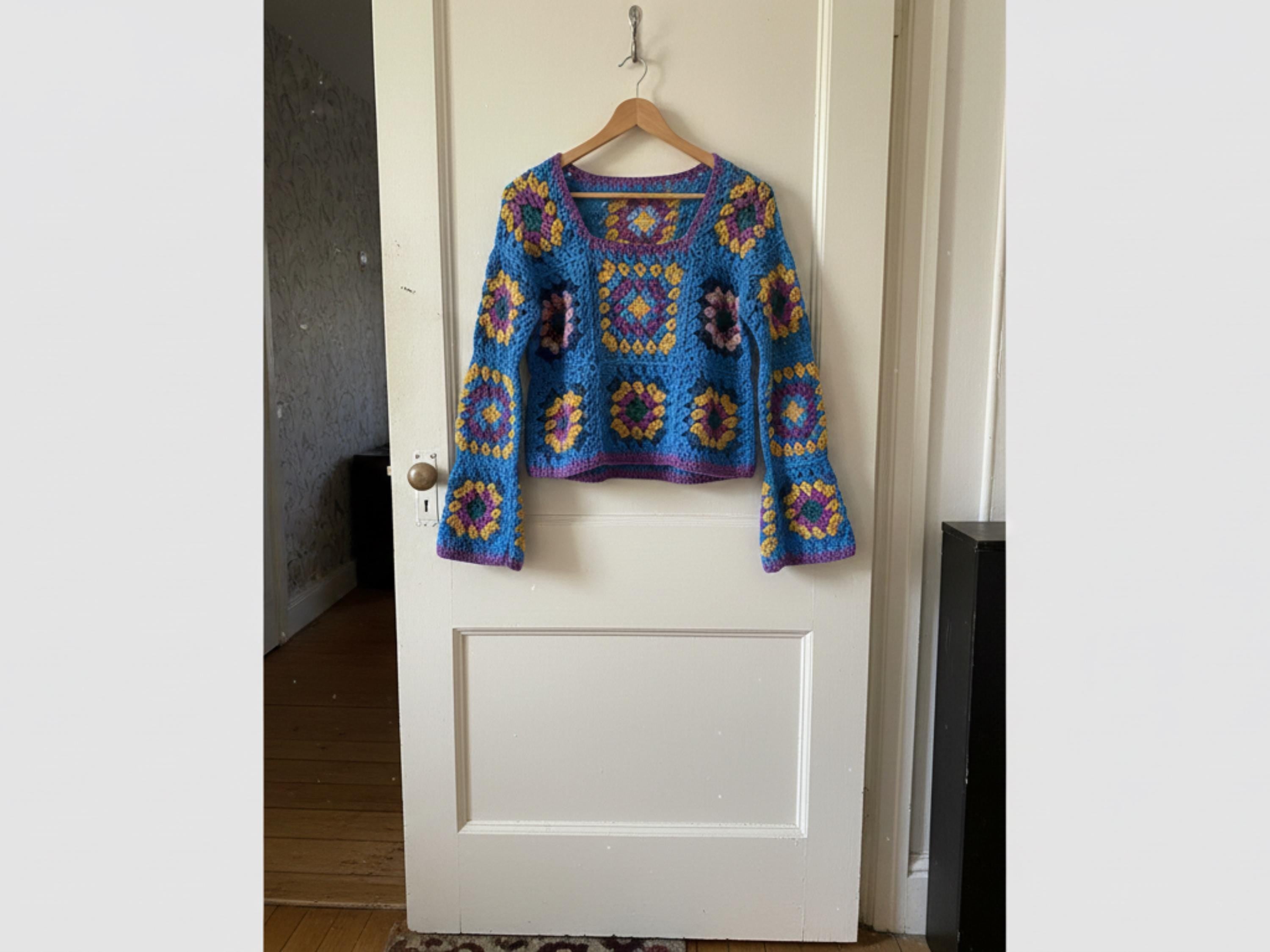 Granny squares top crochet pattern Crochet top pattern- Vintage 70s Instant download Pdf-Easy Retro Summer Pullover -Easy crochet pattern