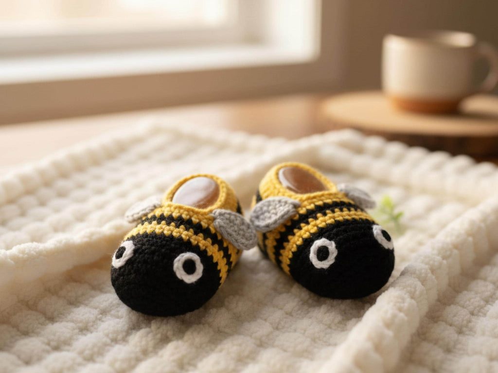 Crochet Baby Bee Booties Pattern PDF | Newborn Shower Gift | Instant Download