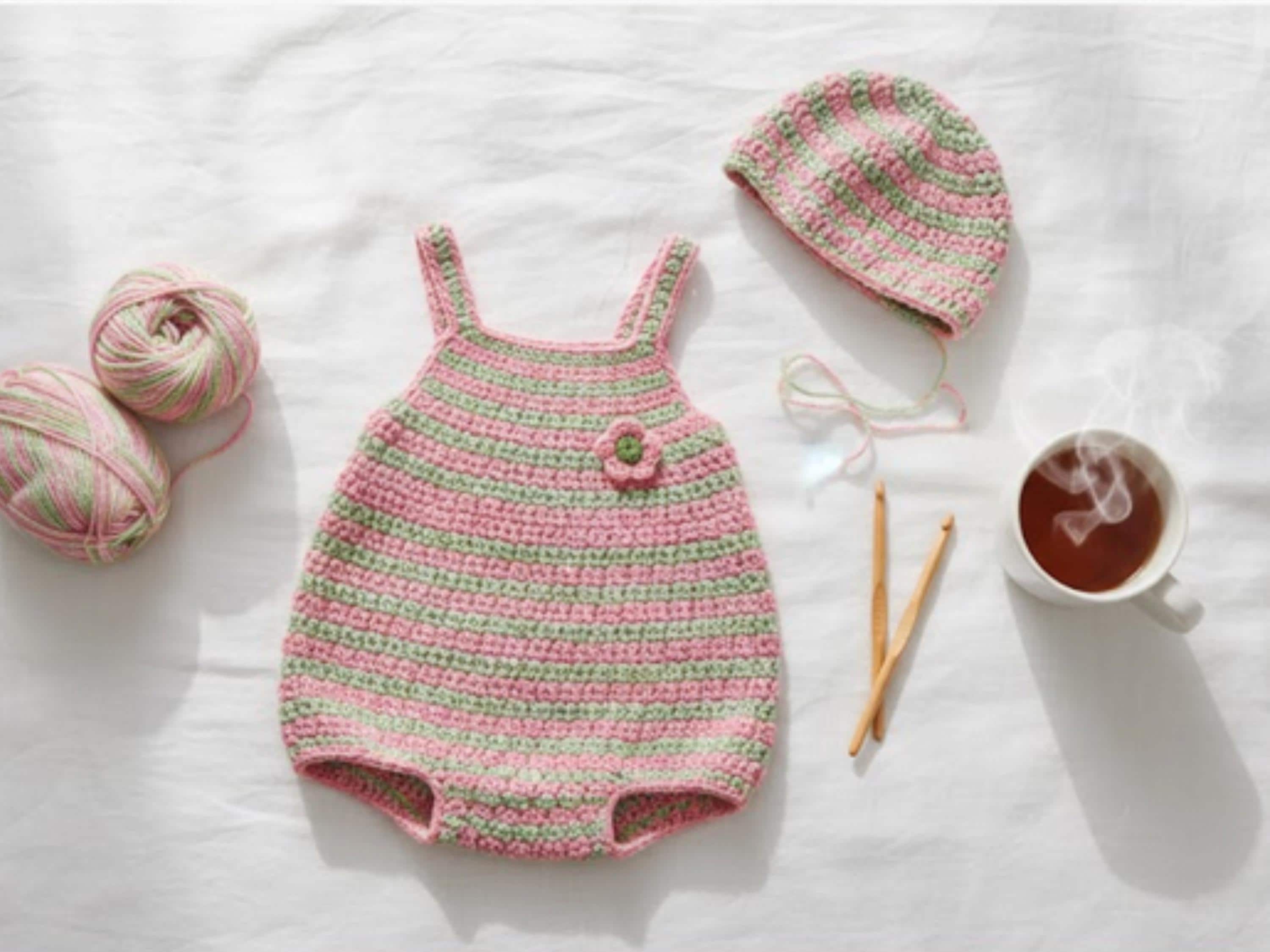 Baby Crochet romper - Vintage Baby Crochet Romper & Hat Pattern PDF • Fits 3–6 Months • Worsted Weight Yarn • Easy Crochet Outfit