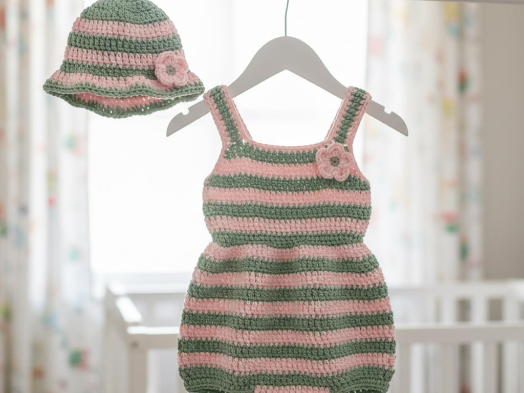 Baby Crochet romper - Vintage Baby Crochet Romper & Hat Pattern PDF • Fits 3–6 Months • Worsted Weight Yarn • Easy Crochet Outfit